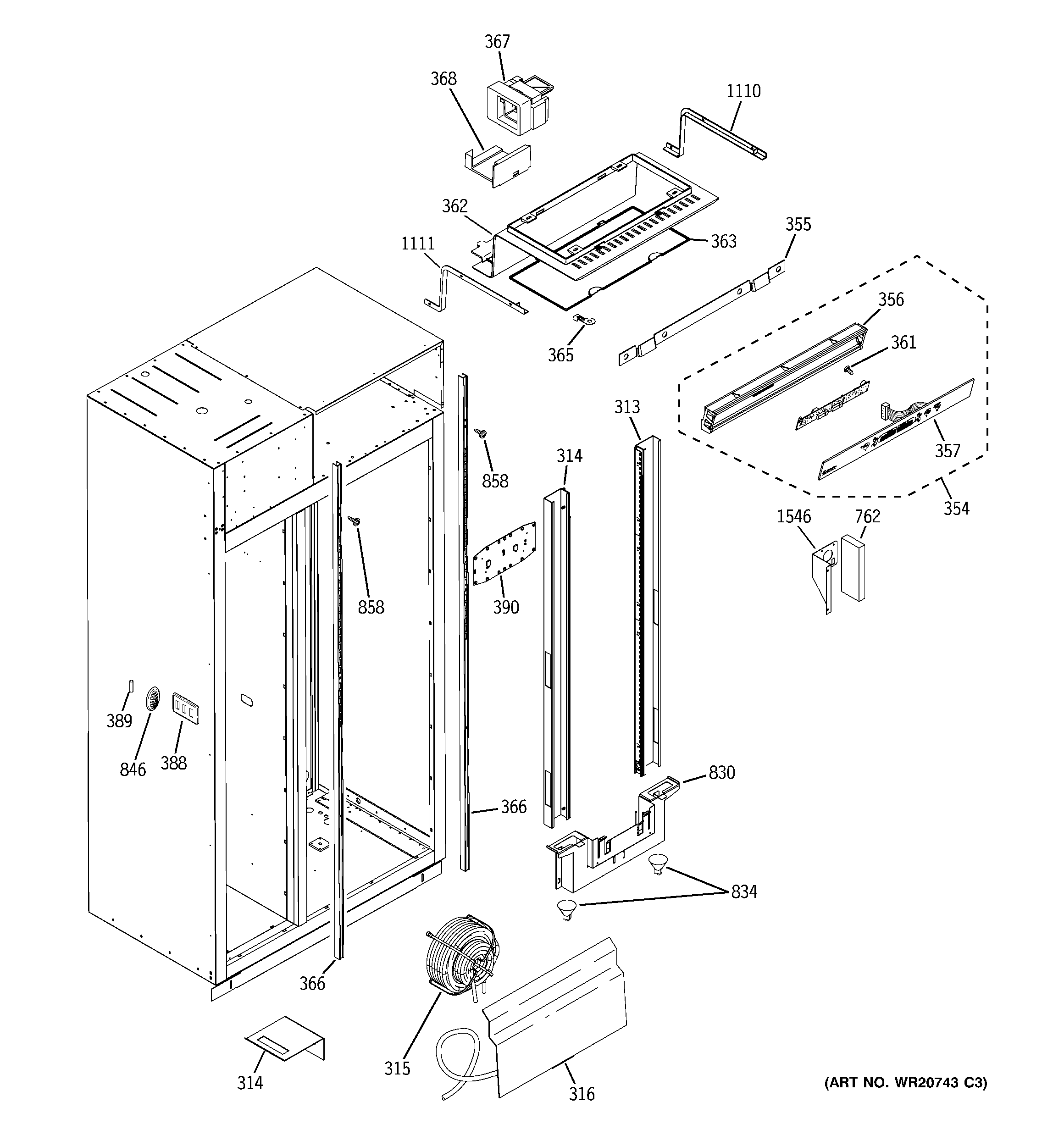 GE ZISW420DXA fresh food section diagram