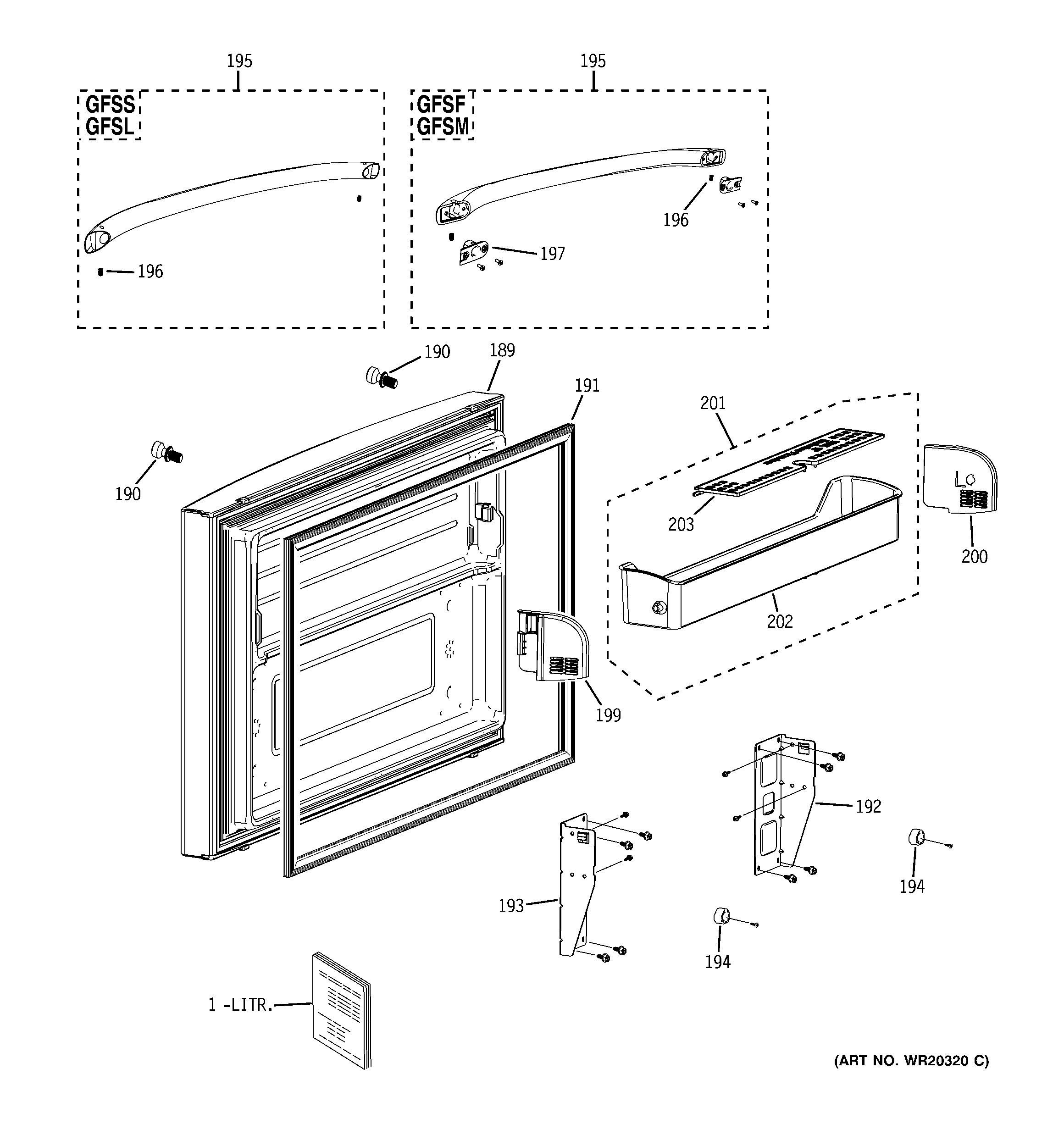 GE GFSS6KEXCSS freezer door diagram