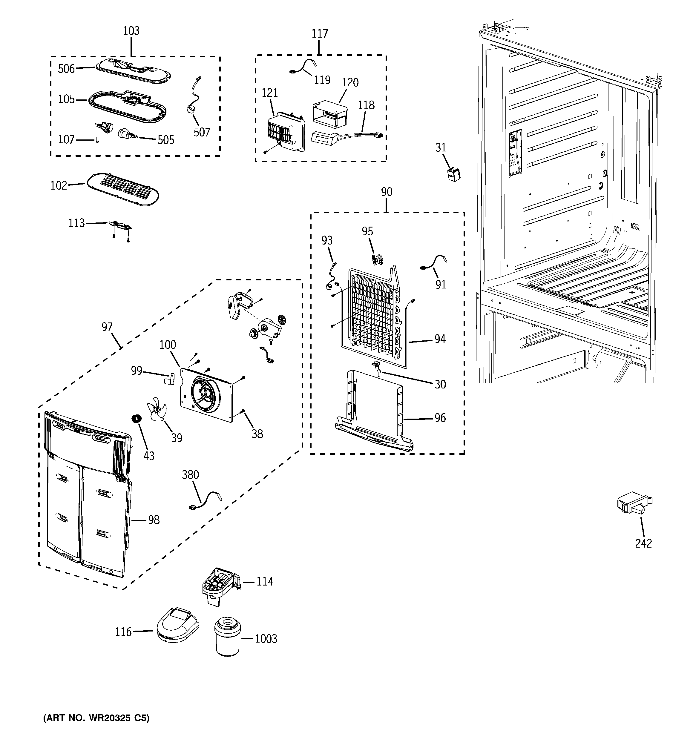 GE GFSS6KEXCSS fresh food section diagram