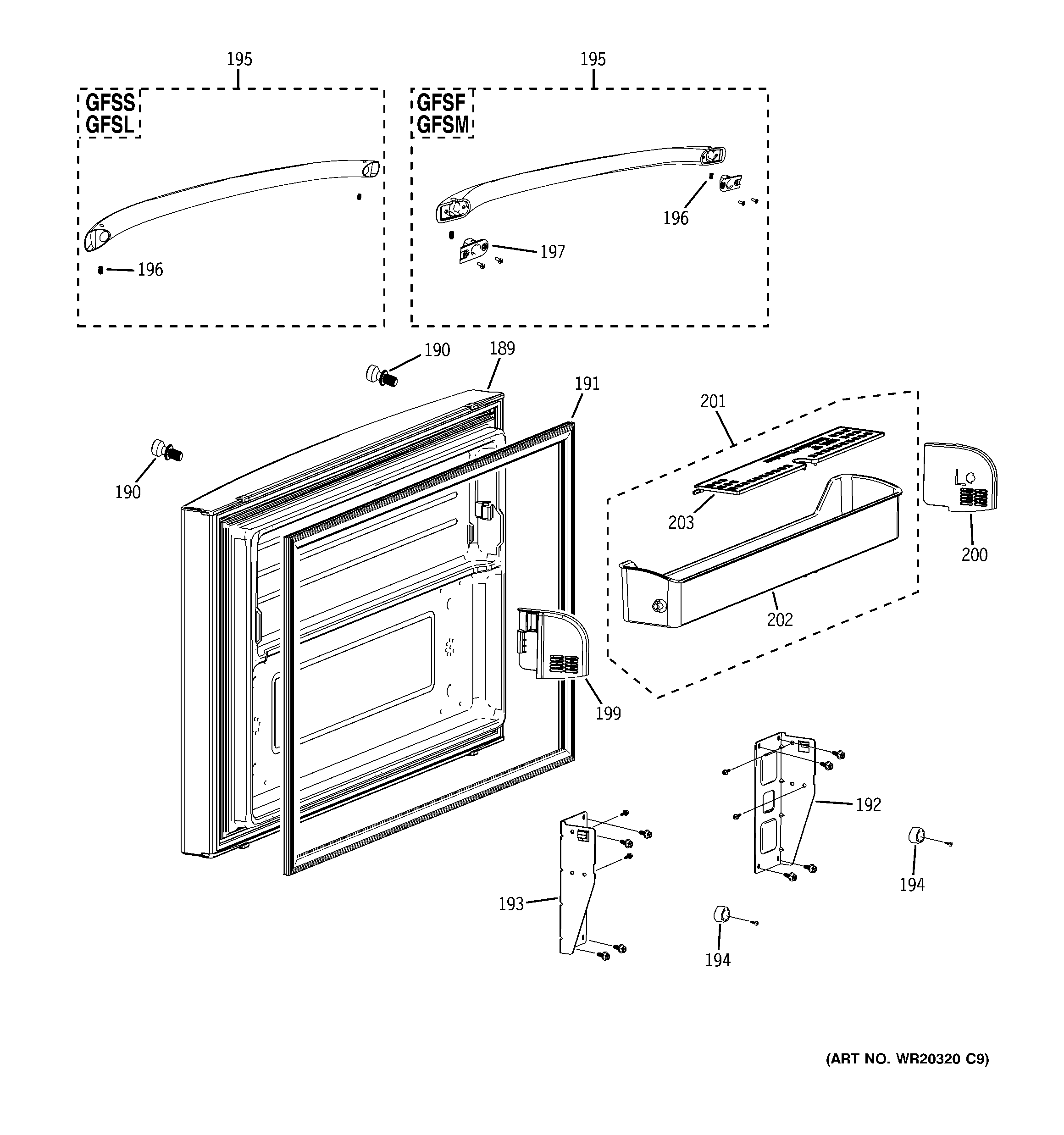 GE GFSS6KEXDSS freezer door diagram