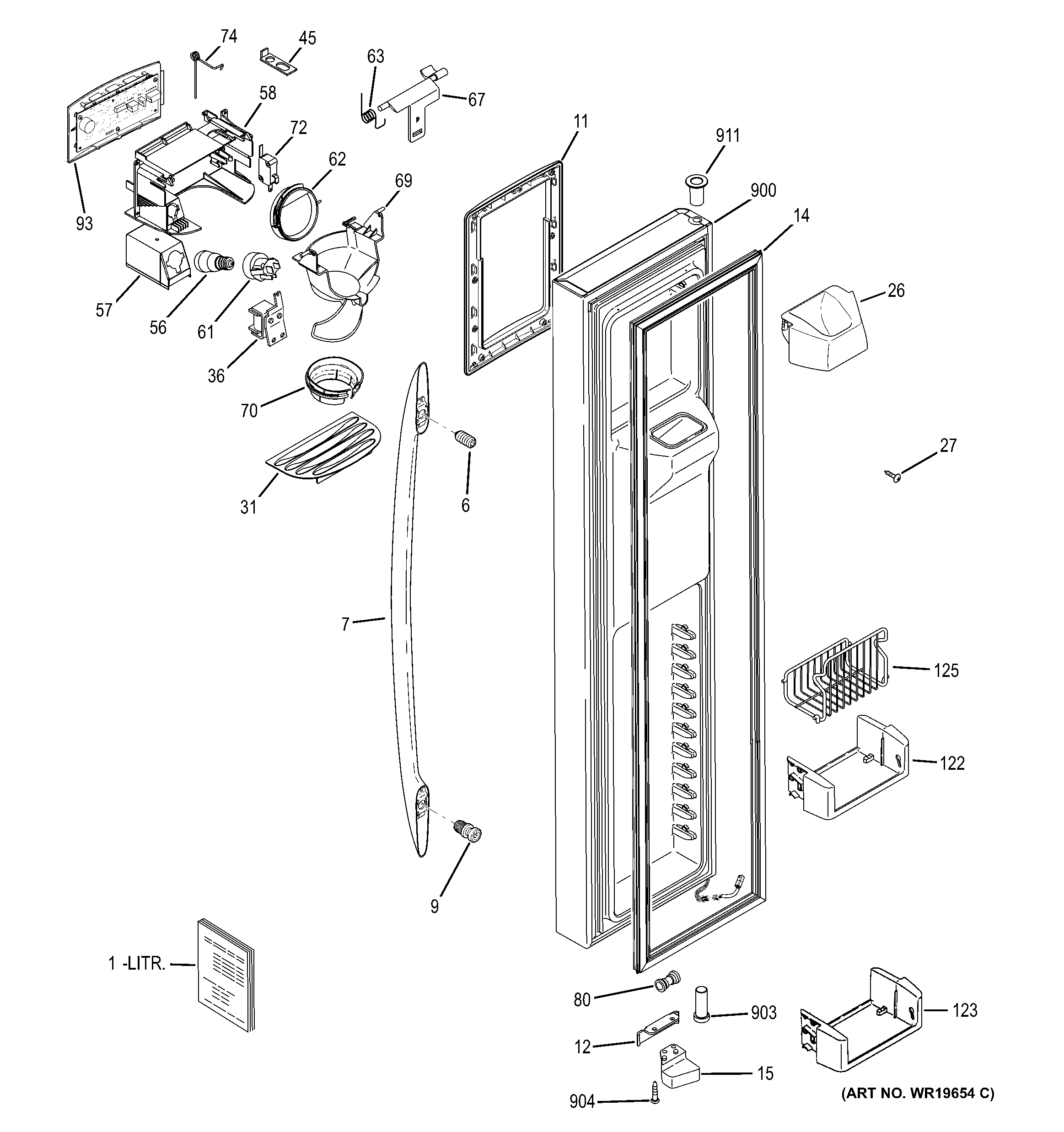 GE PSC25MSSASS freezer door diagram
