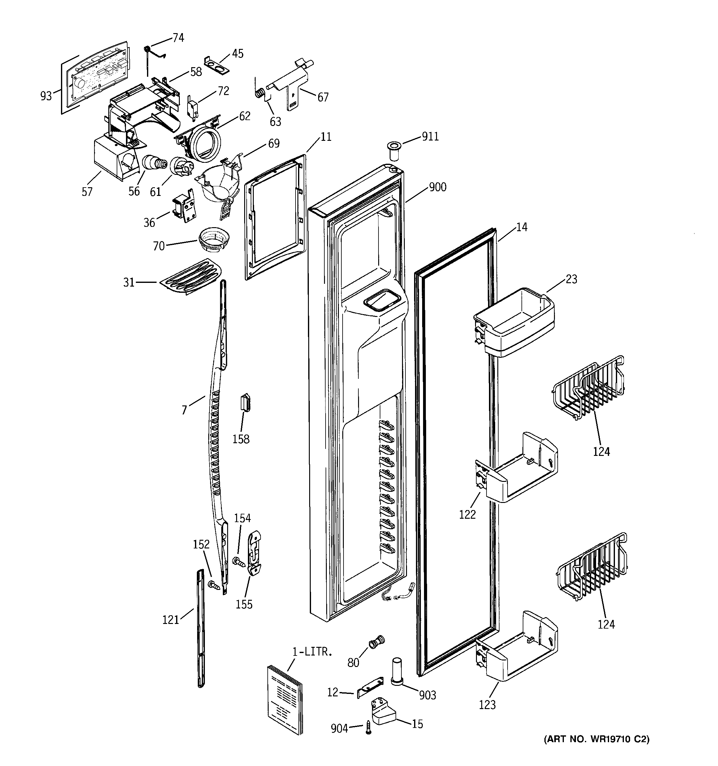 GE PSG29SHSACBS freezer door diagram