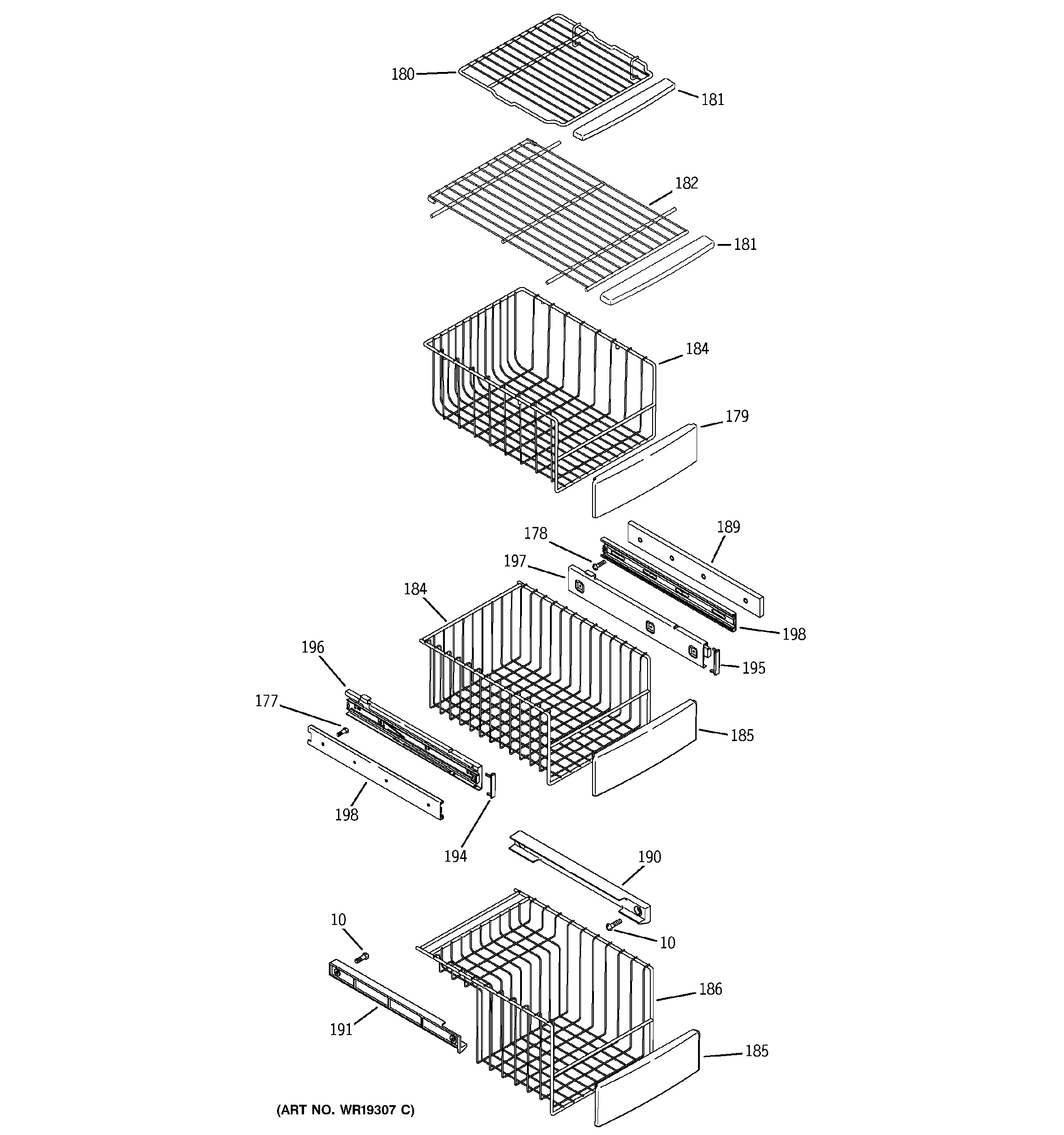 GE PSG29SHSACBS freezer shelves diagram