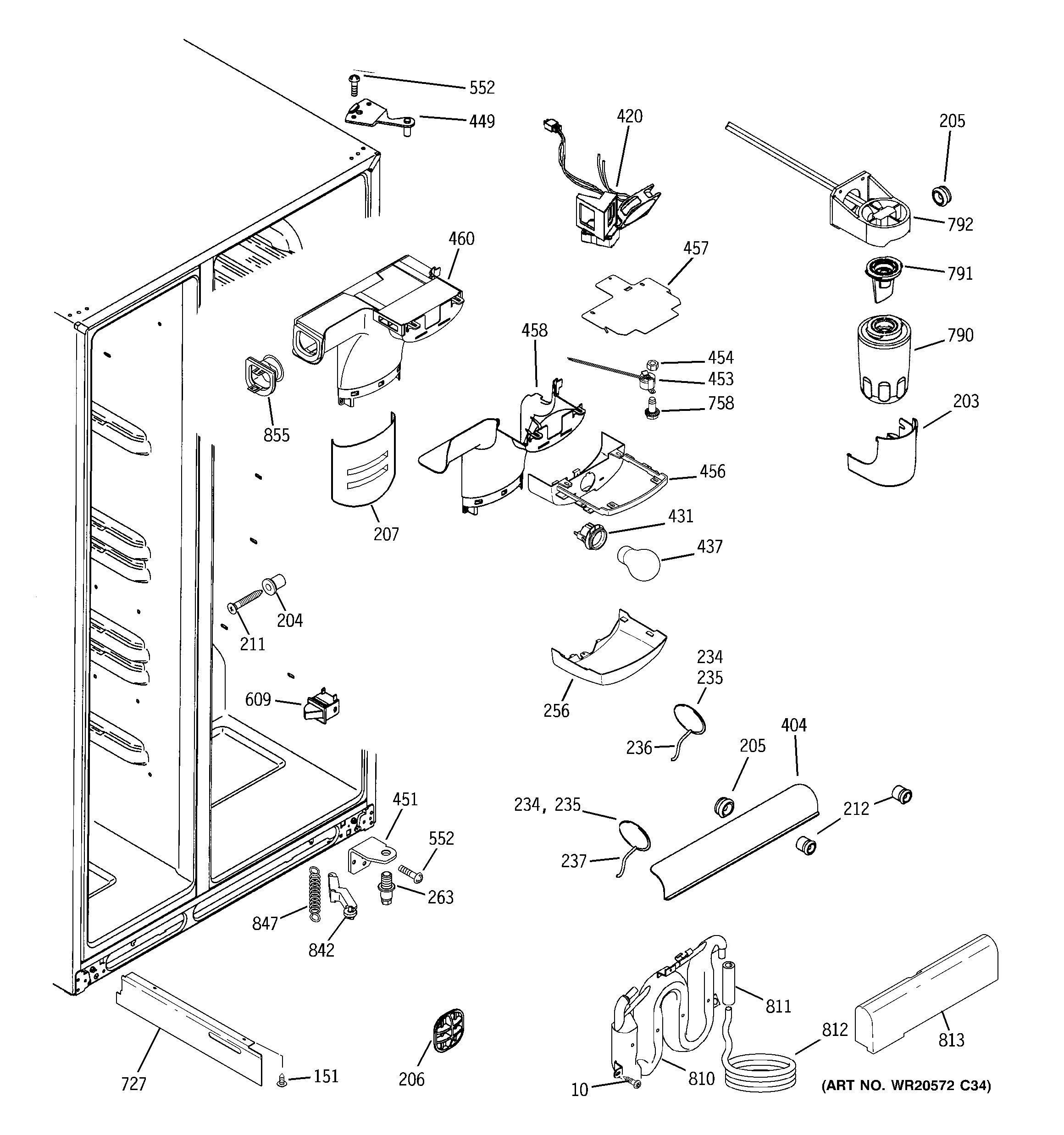 GE GCE23LGYAFNB fresh food section diagram