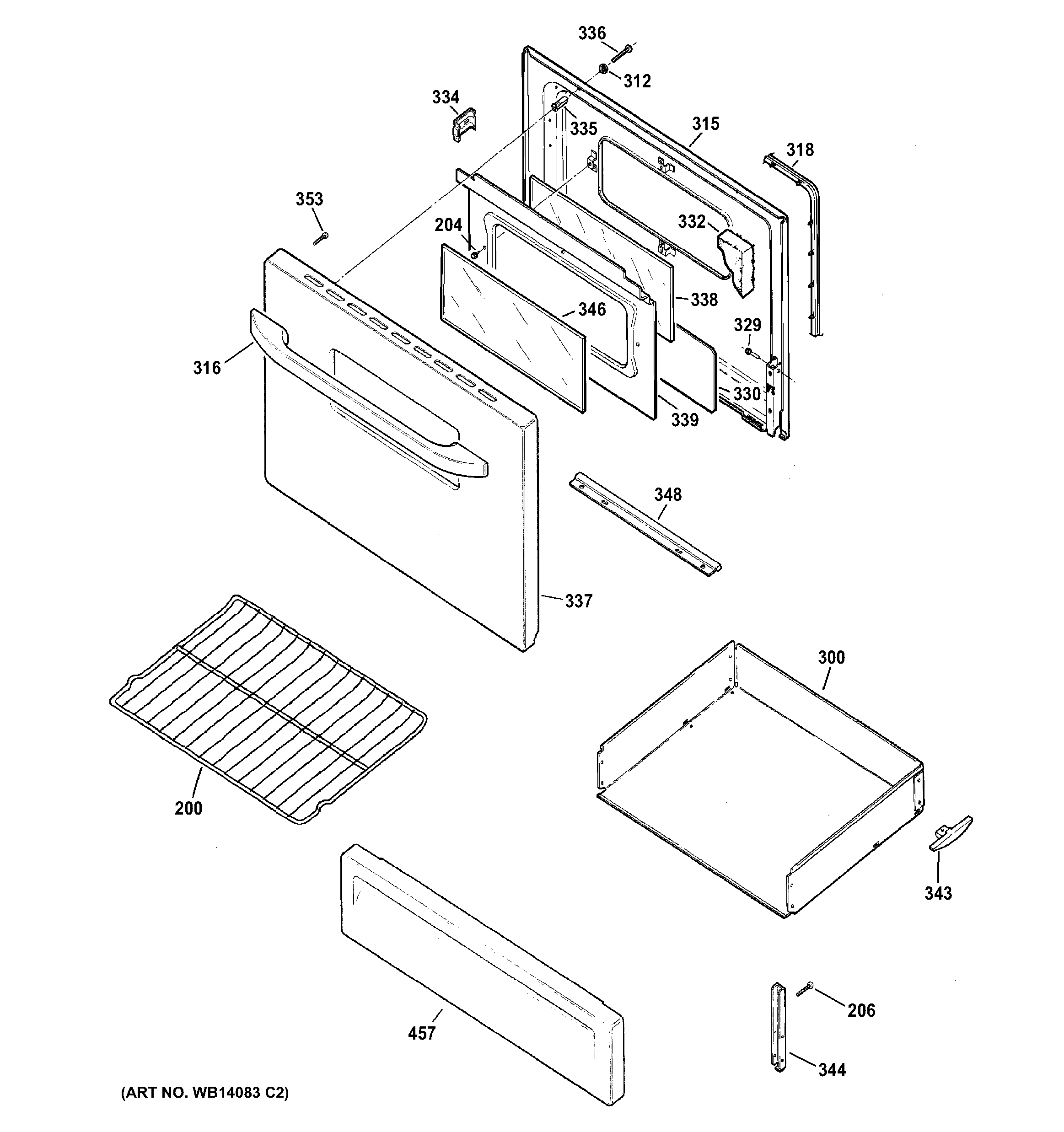 GE JBS15M1BB door & drawer parts diagram