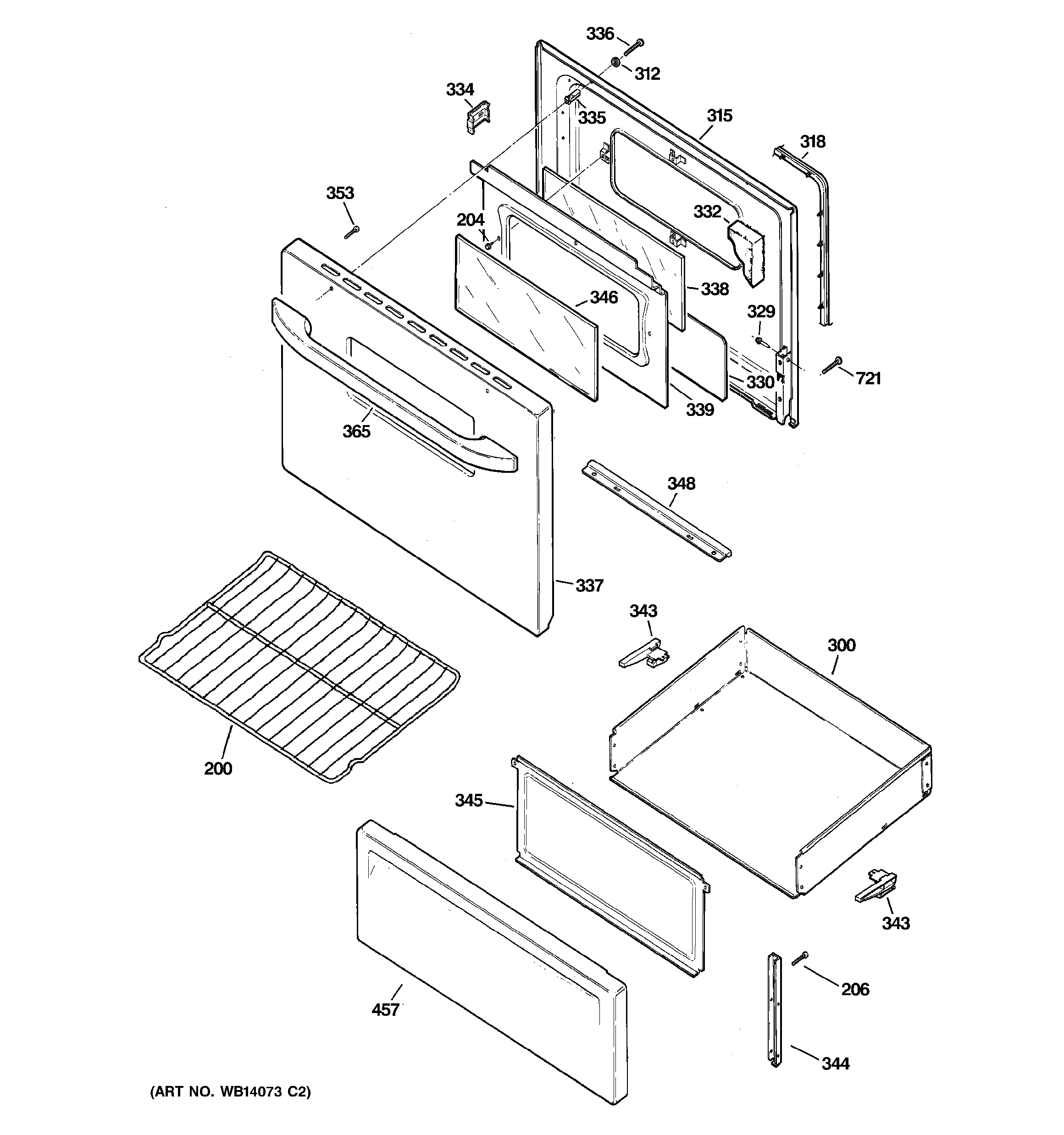 GE JBS07M1CC door & drawer parts diagram
