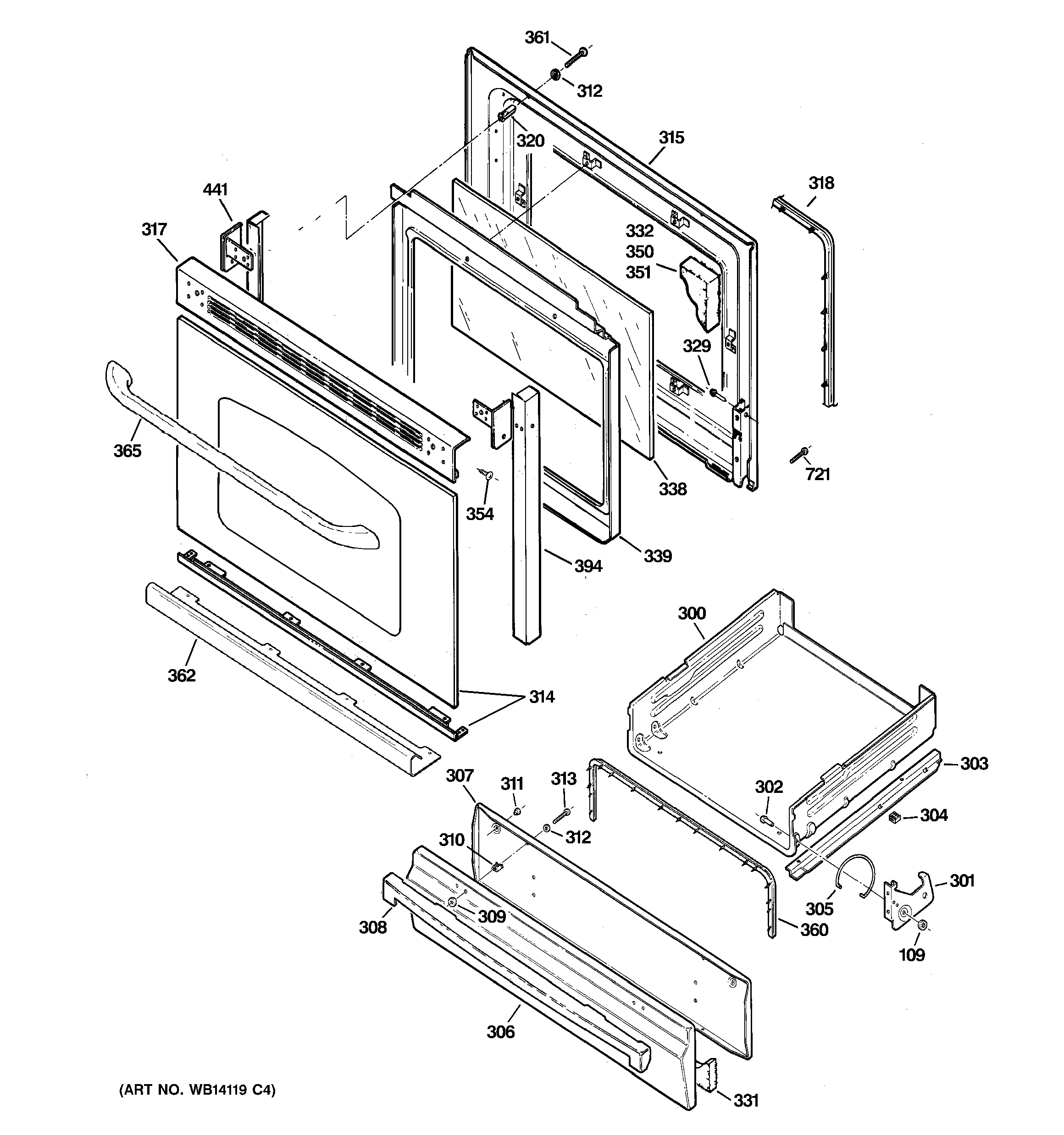 GE JGBS23SEM6SS door & drawer parts diagram