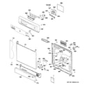 GE GSD3300R00CC escutcheon & door assembly diagram