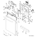 GE GDWT708V00WW escutcheon & door assembly diagram