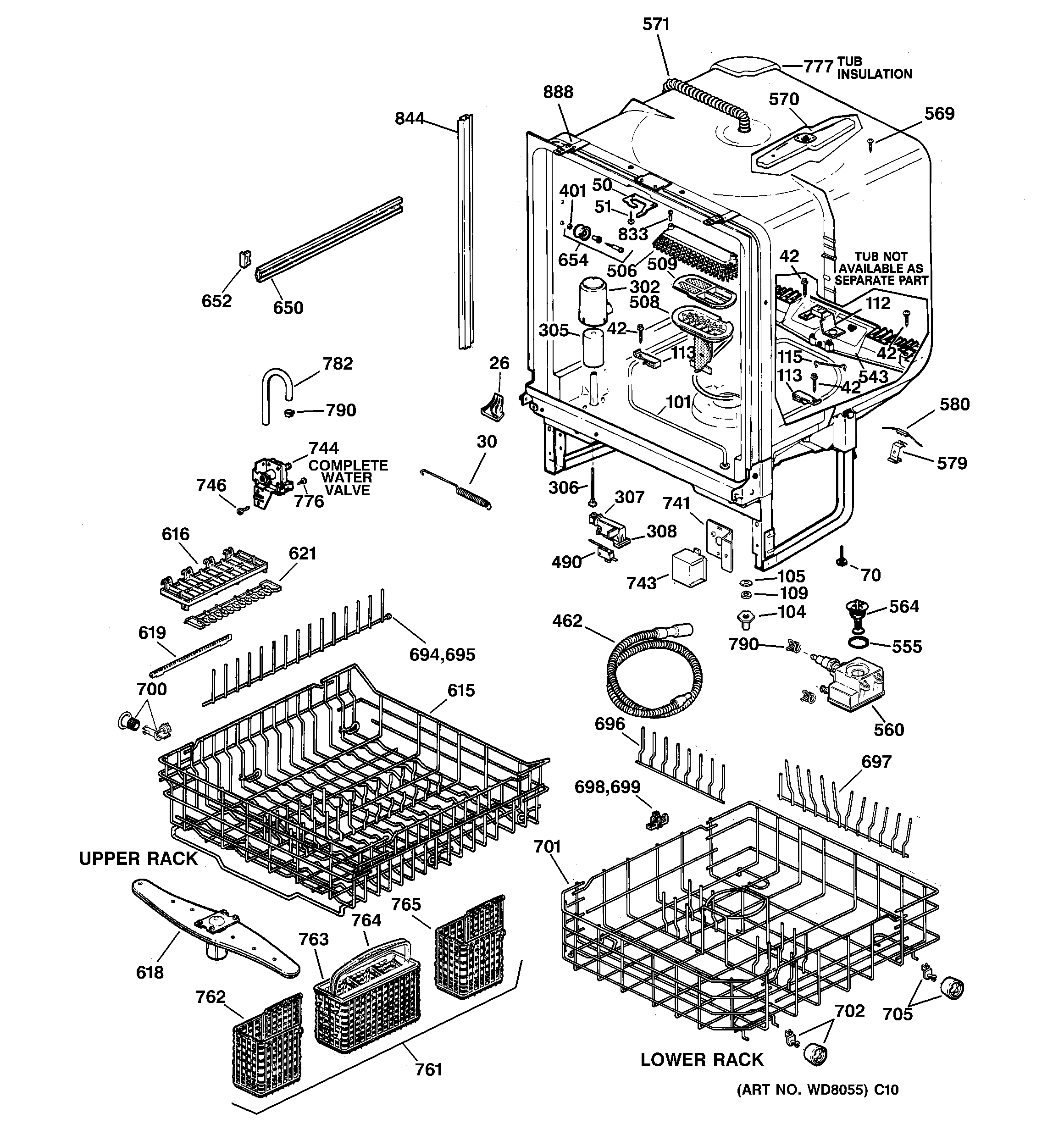 GE GSD5910F00AA body parts diagram