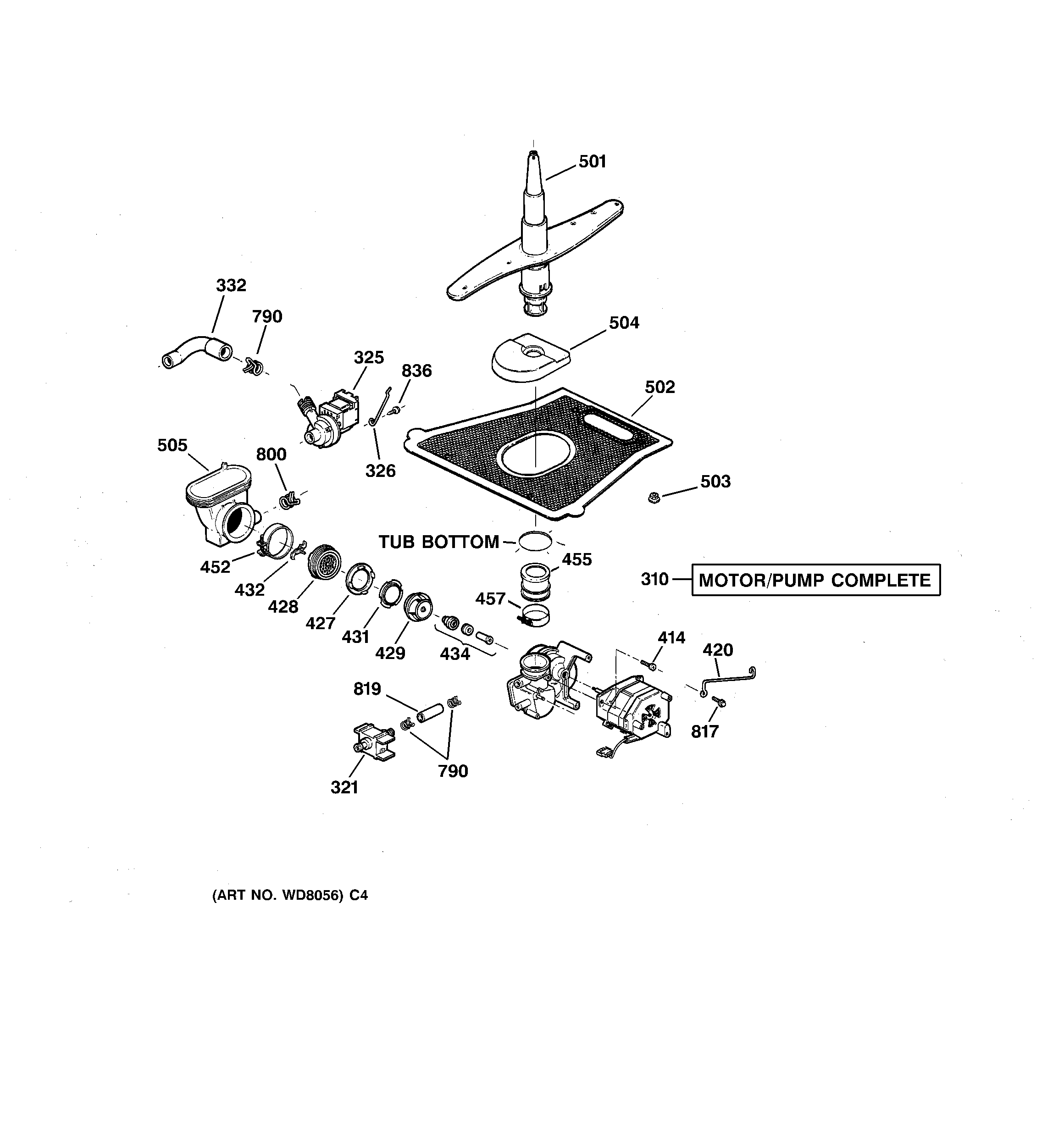 GE GSD5910F00AA motor-pump mechanism diagram