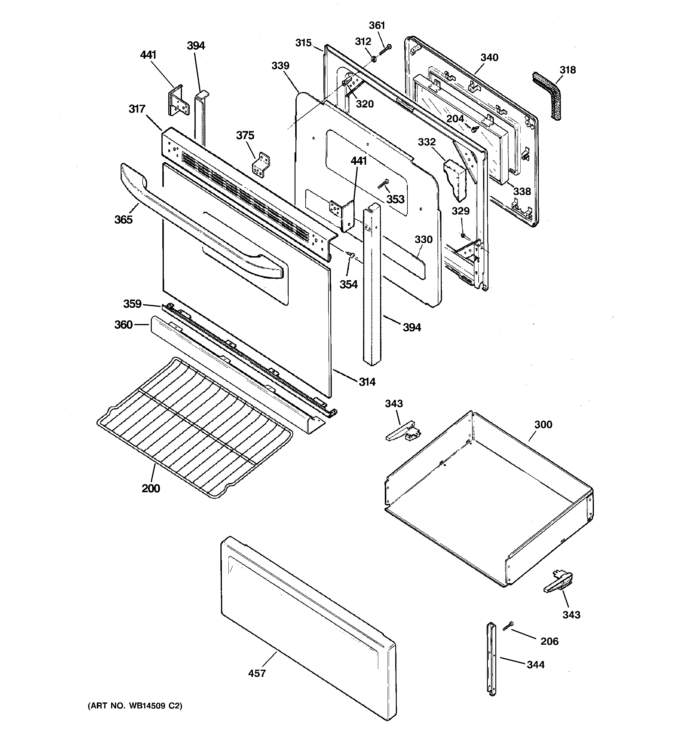 Hotpoint RB758DP1WW door & drawer parts diagram