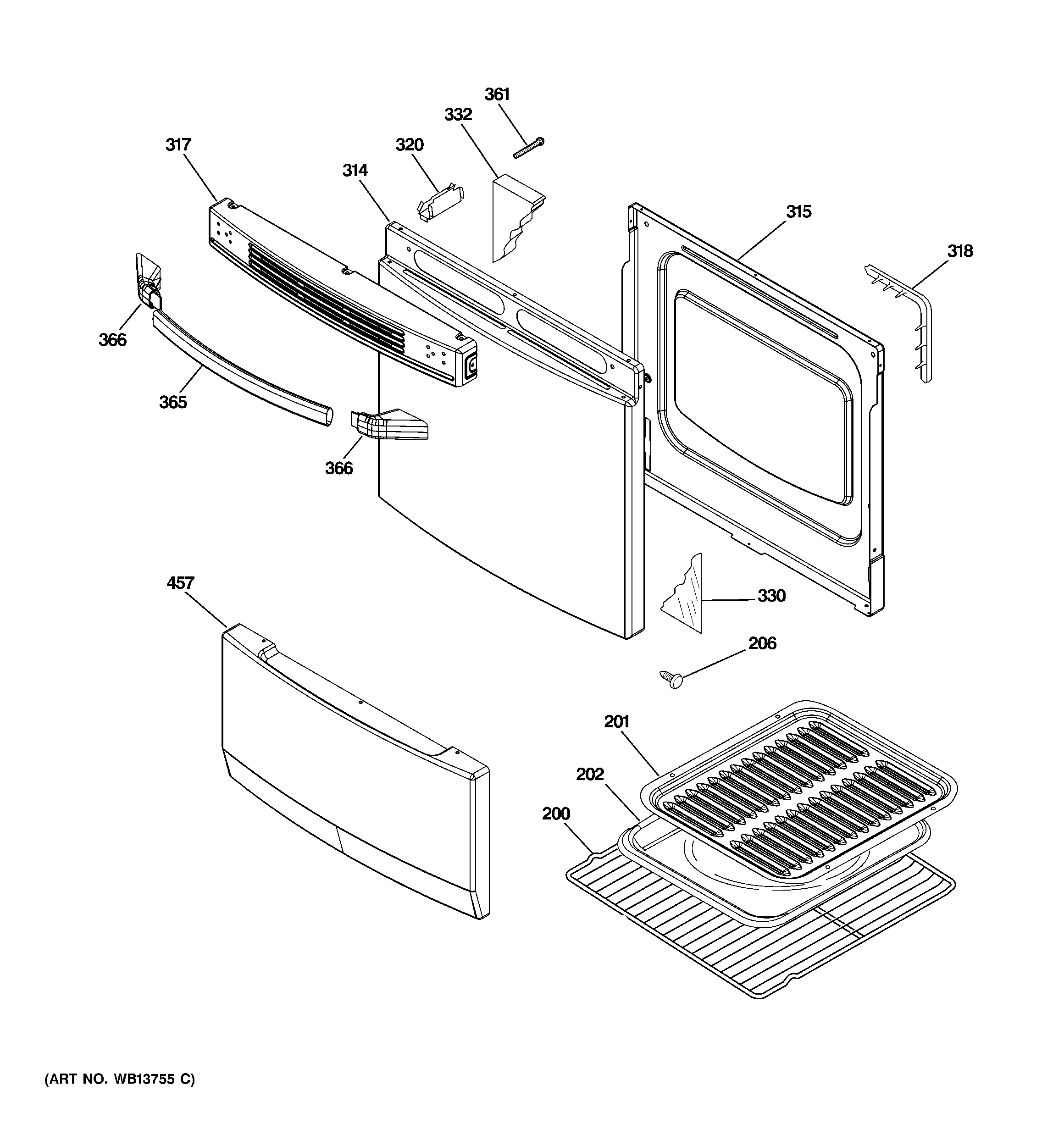 Hotpoint RA720K1WH door & drawer parts diagram