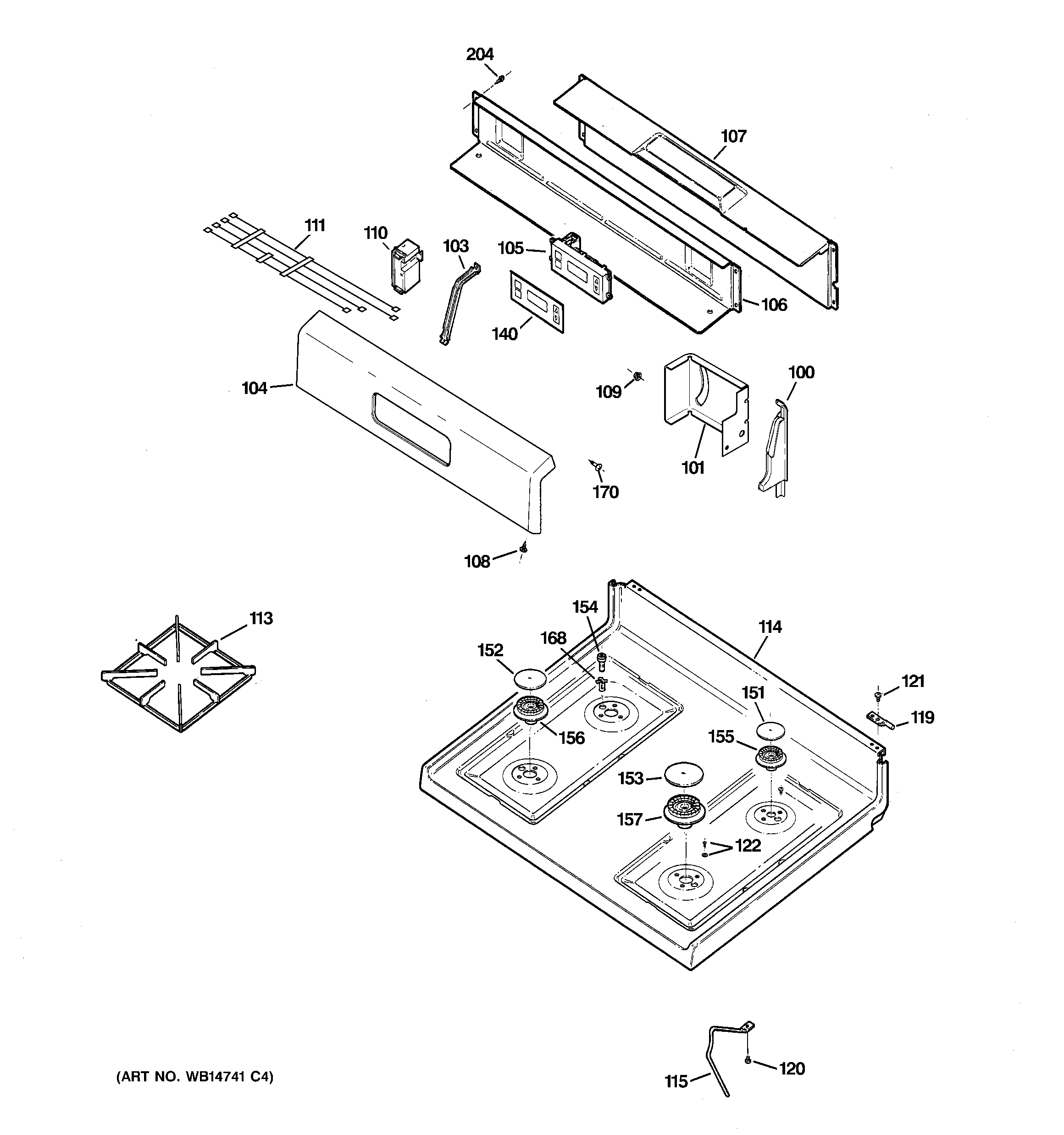 Hotpoint RGB540SEP3SA control panel & cooktop diagram