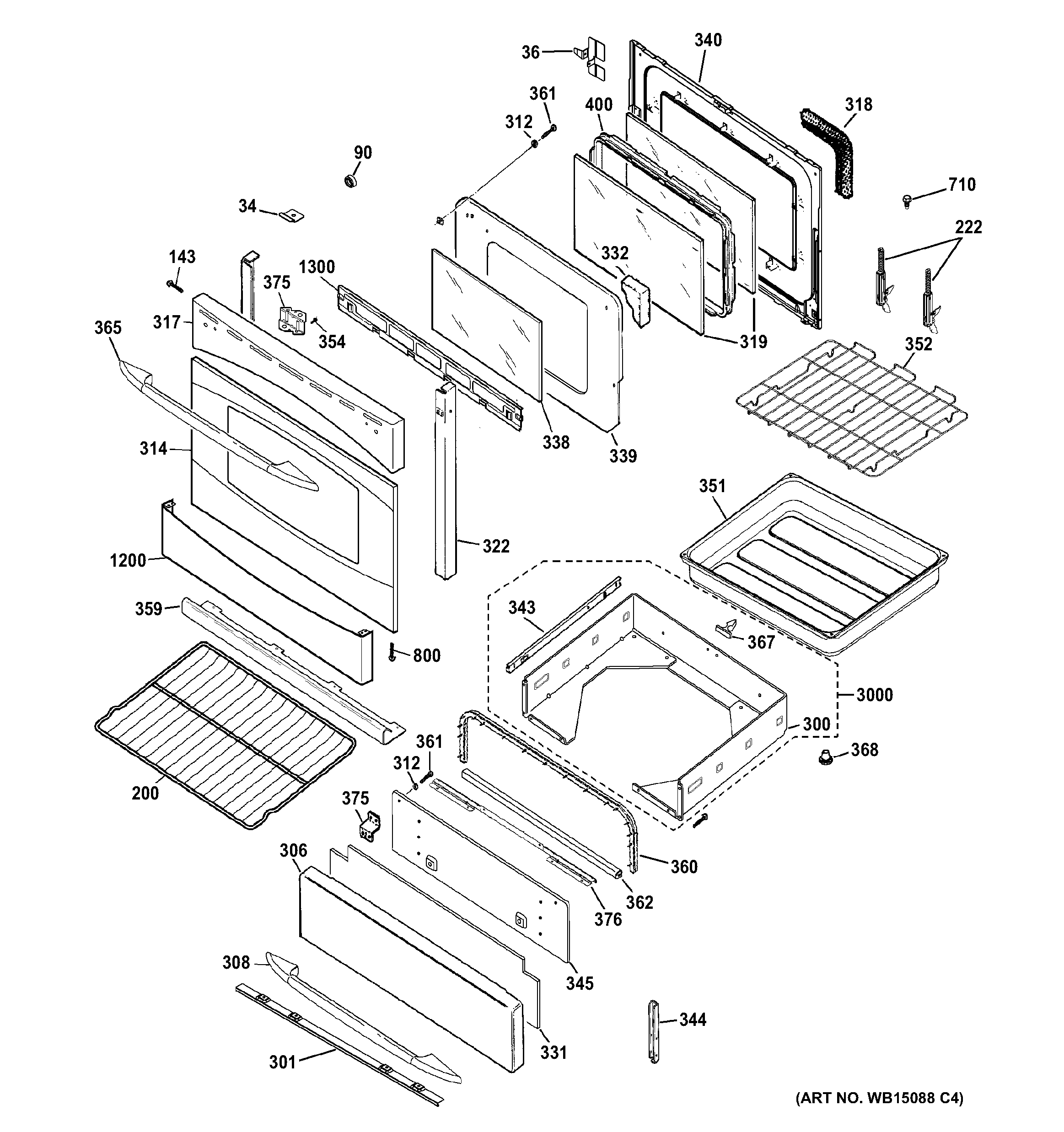 GE PGB930SET2SS door & drawer parts diagram