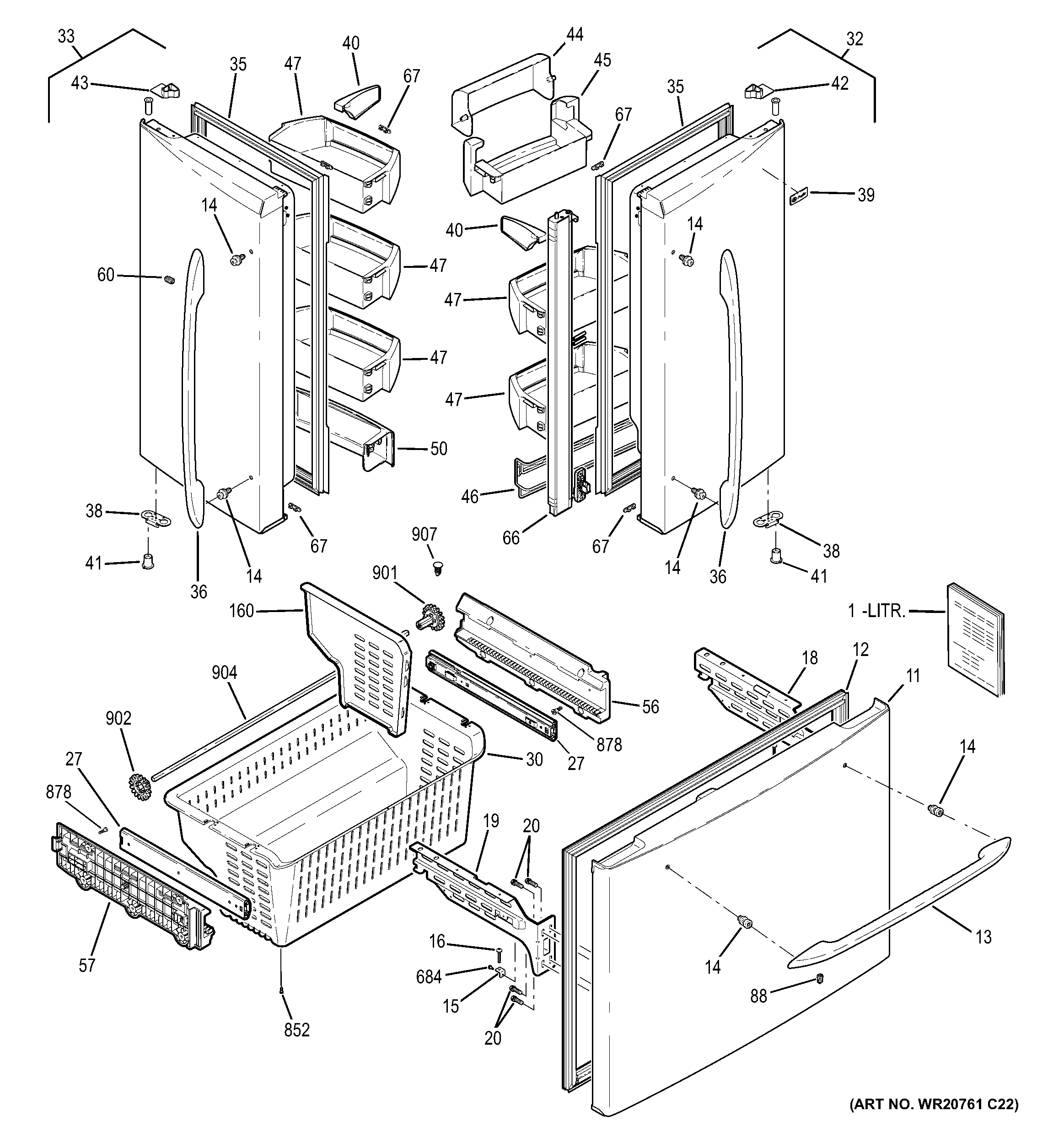 GE PFCS1NFCASS doors diagram