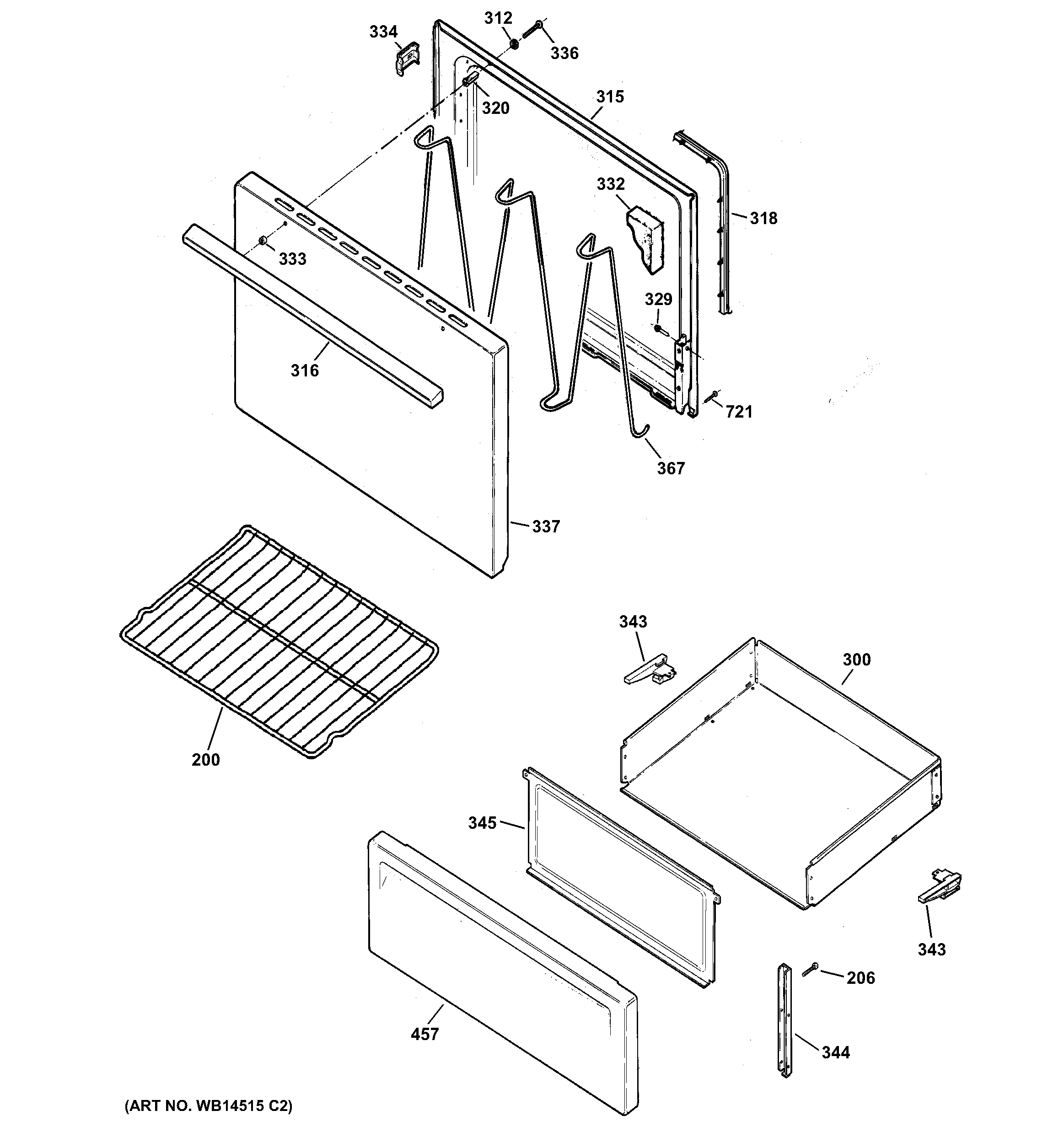 Hotpoint RB525H3CT door & drawer parts diagram
