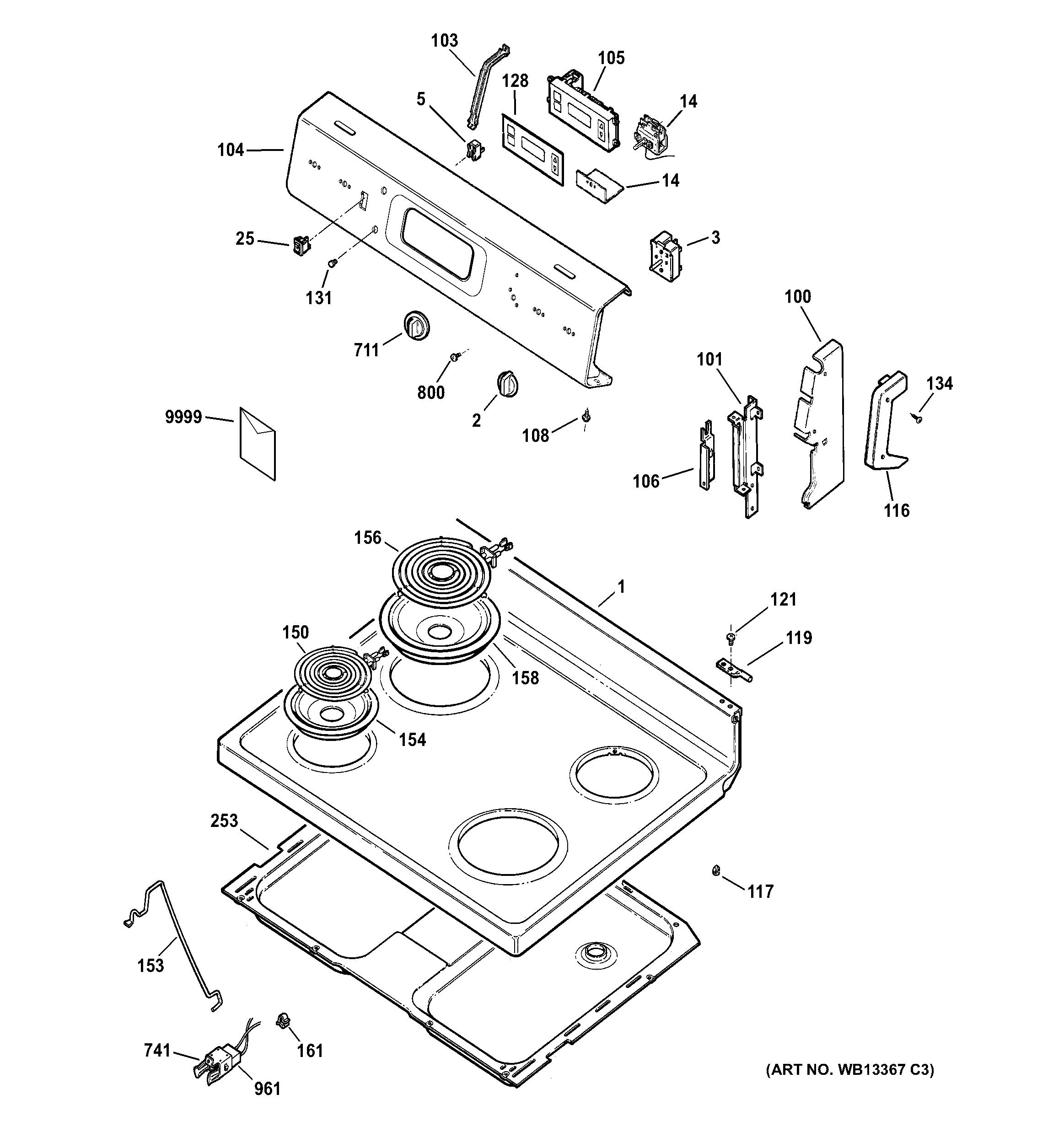 Hotpoint RB526K2BB control panel & cooktop diagram