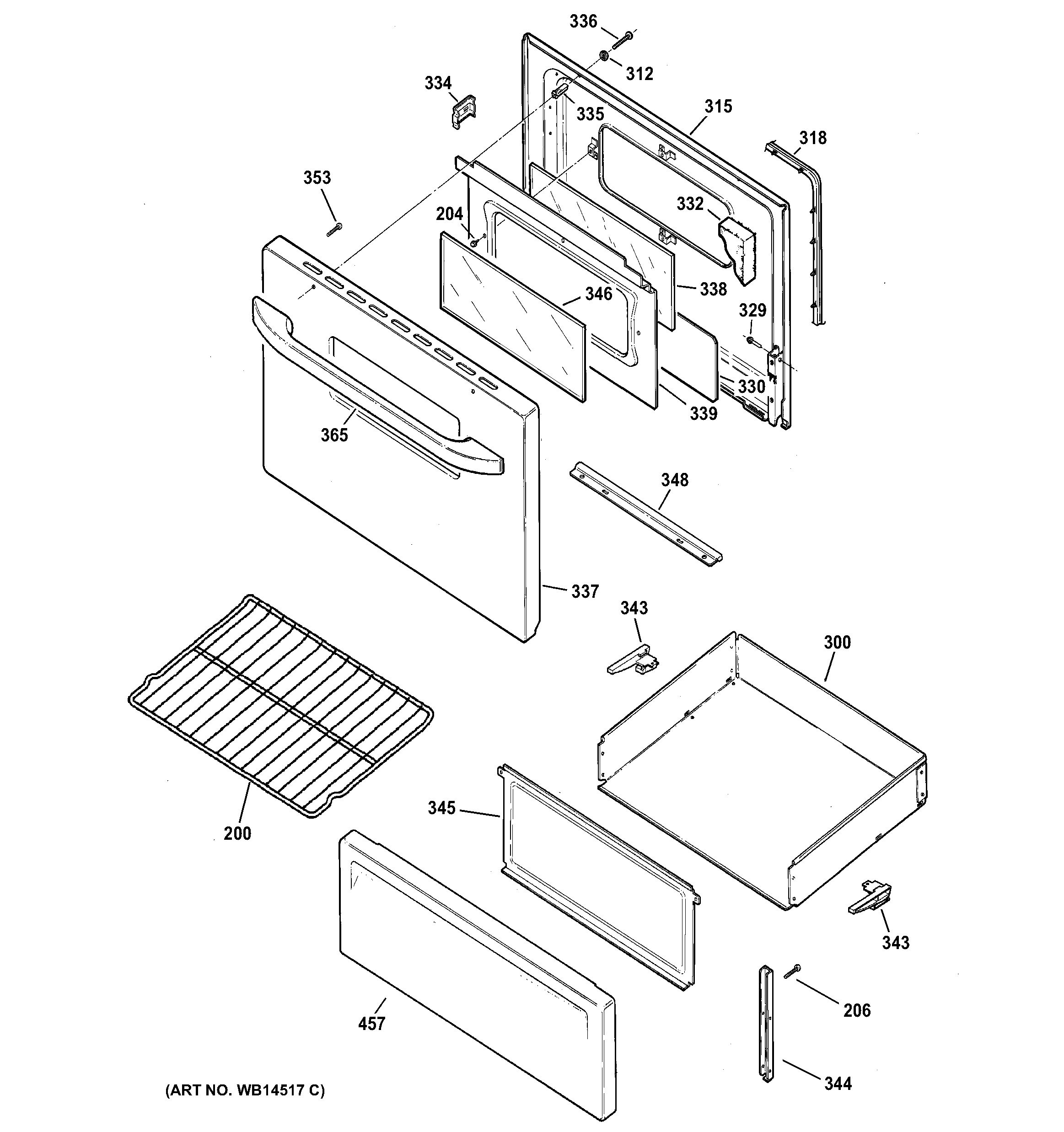 Hotpoint RB526K2BB door & drawer parts diagram