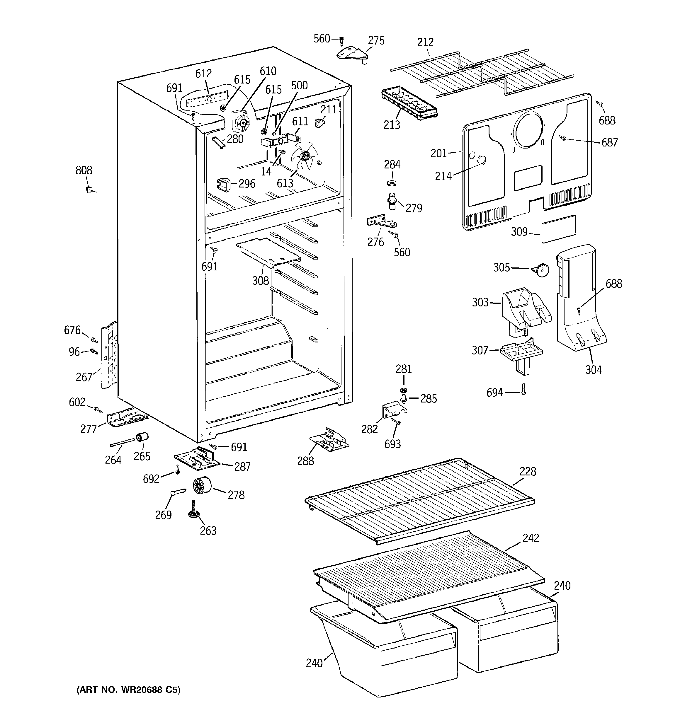 Hotpoint HTJ17CBD4RSA cabinet diagram