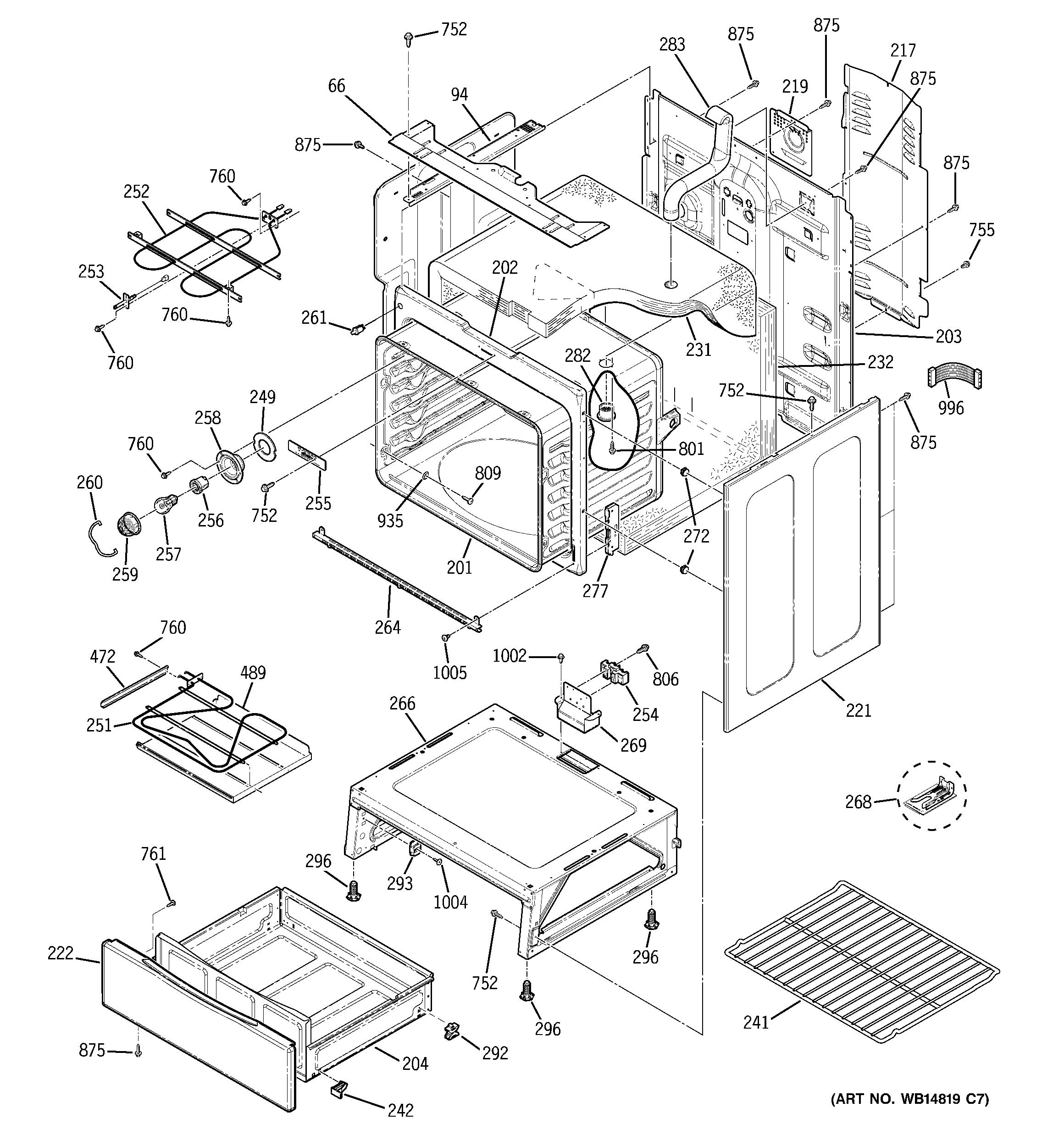 GE JB400SP8SS body parts diagram