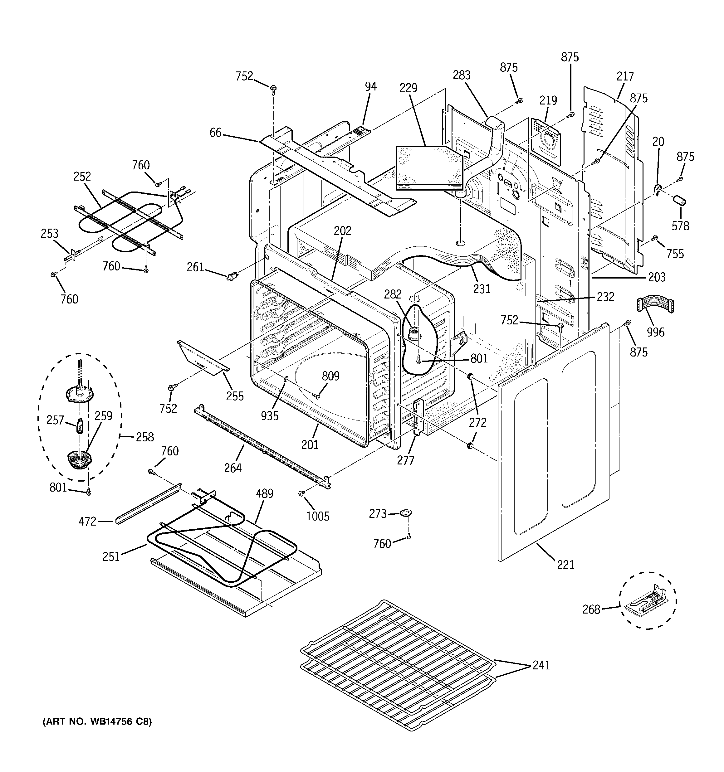 GE JB705DT3BB body parts diagram