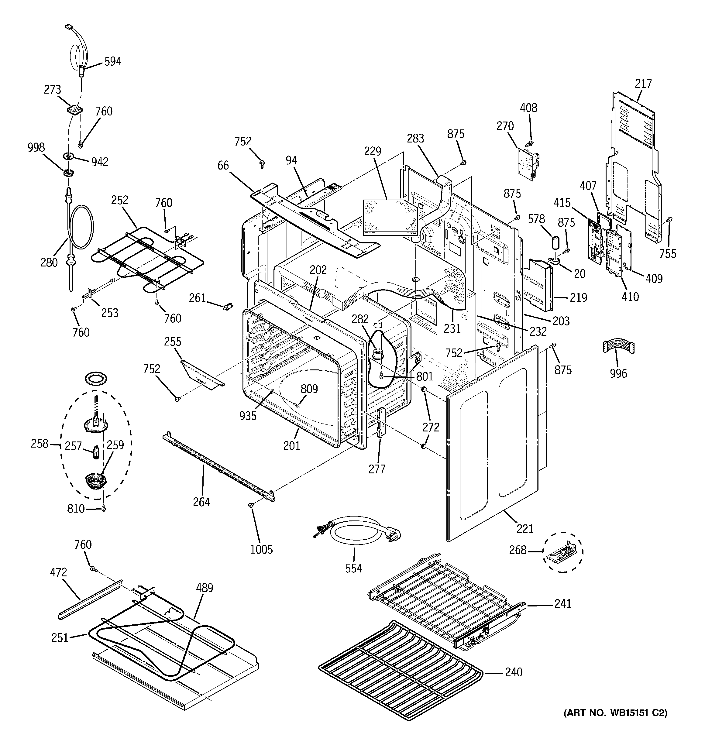 GE PCB920ST2SS body parts diagram