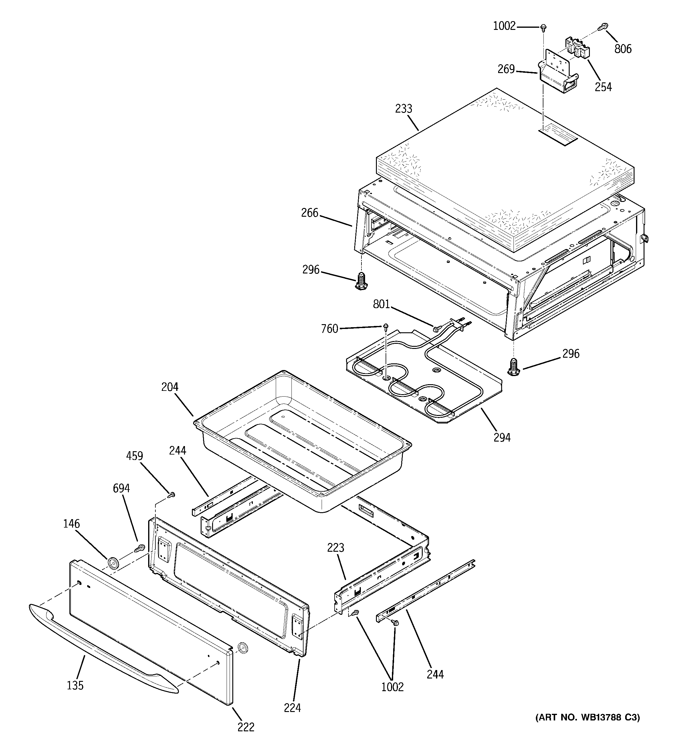 GE PHB925ST3SS warming drawer diagram