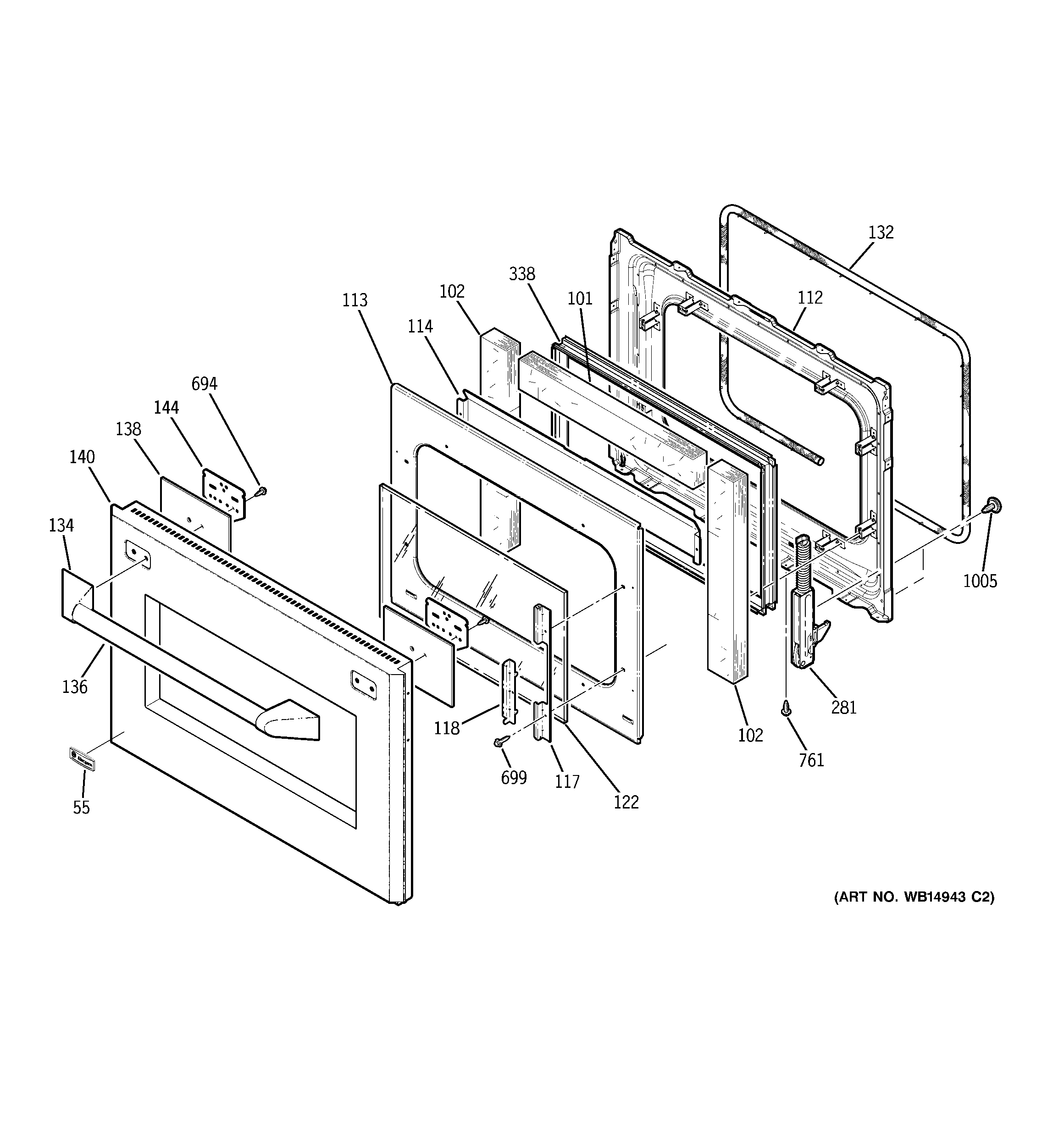 GE ZET2PM4SS door diagram