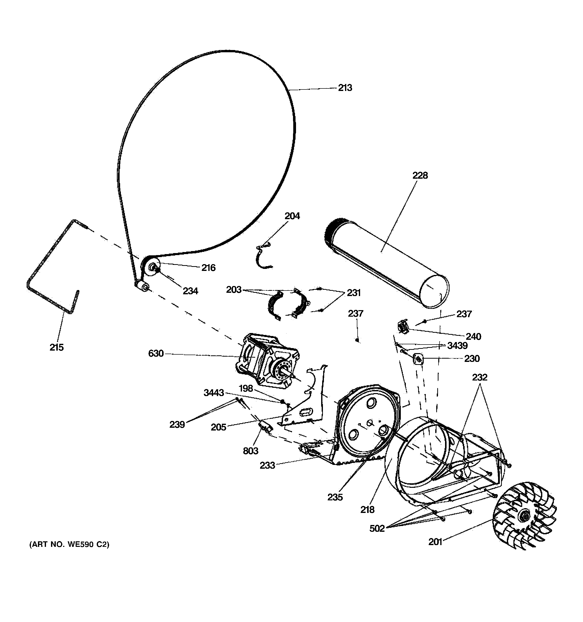 GE GFDN245GL1MV blower & motor diagram