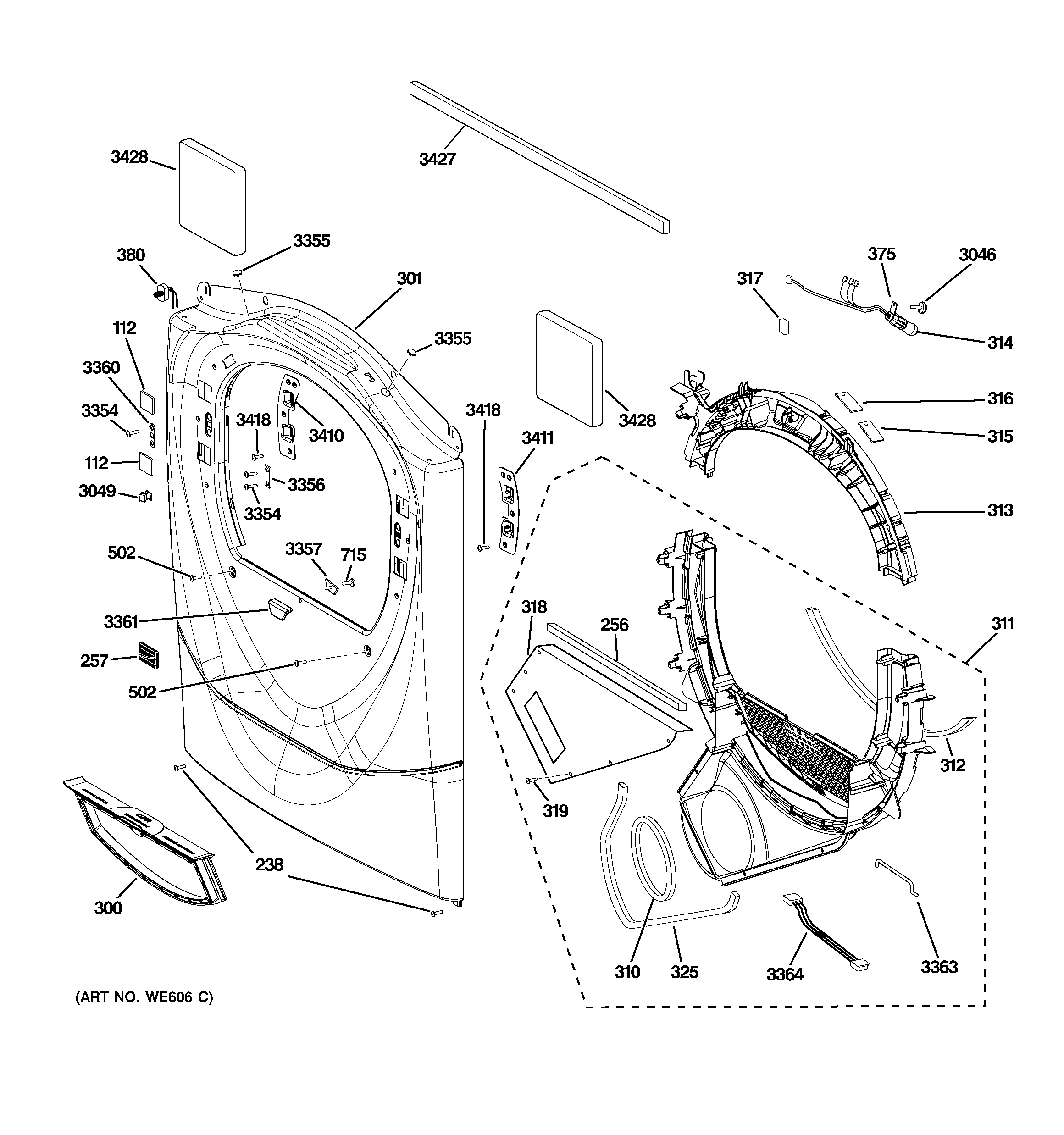 GE PFDN445GL2MG front panel diagram