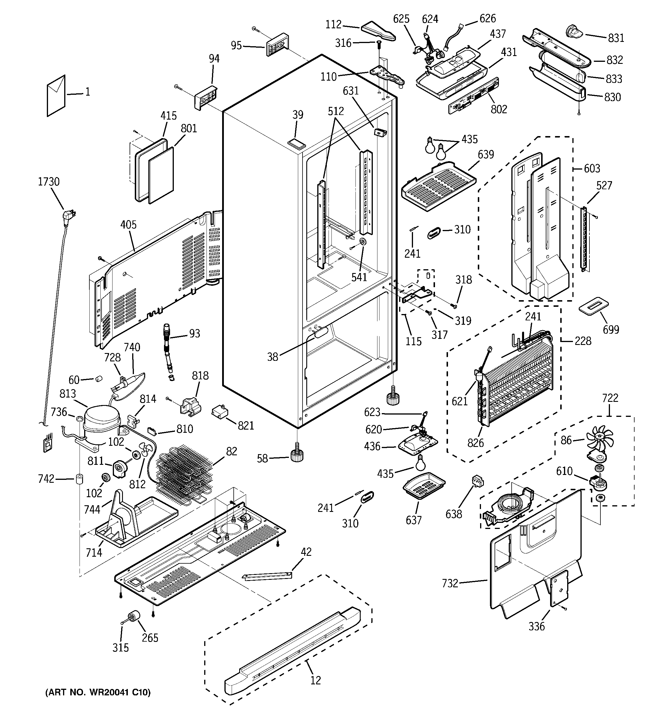 GE PDS20MFSBCC cabinet diagram