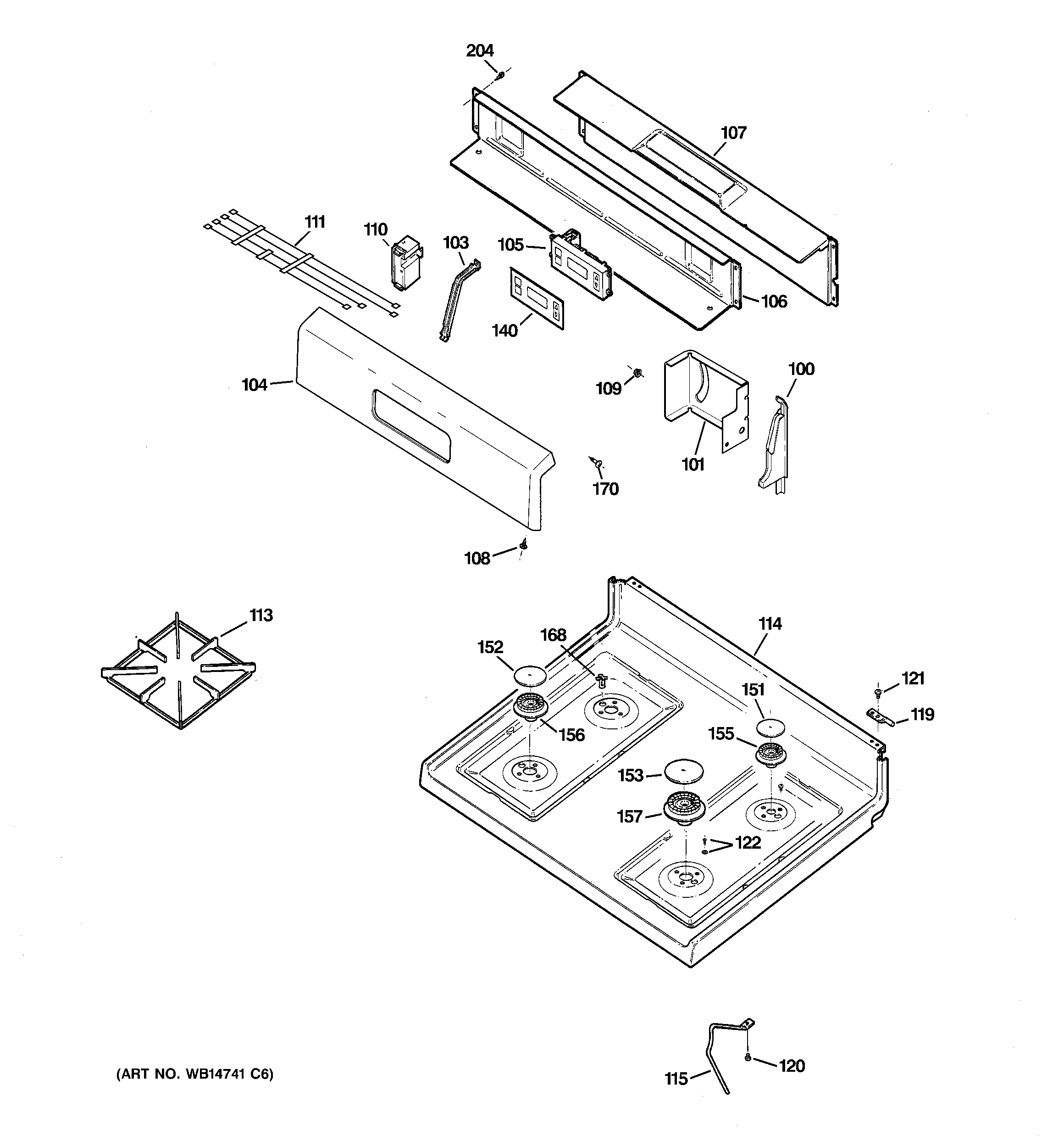 Hotpoint RGB540SEP6SA control panel & cooktop diagram
