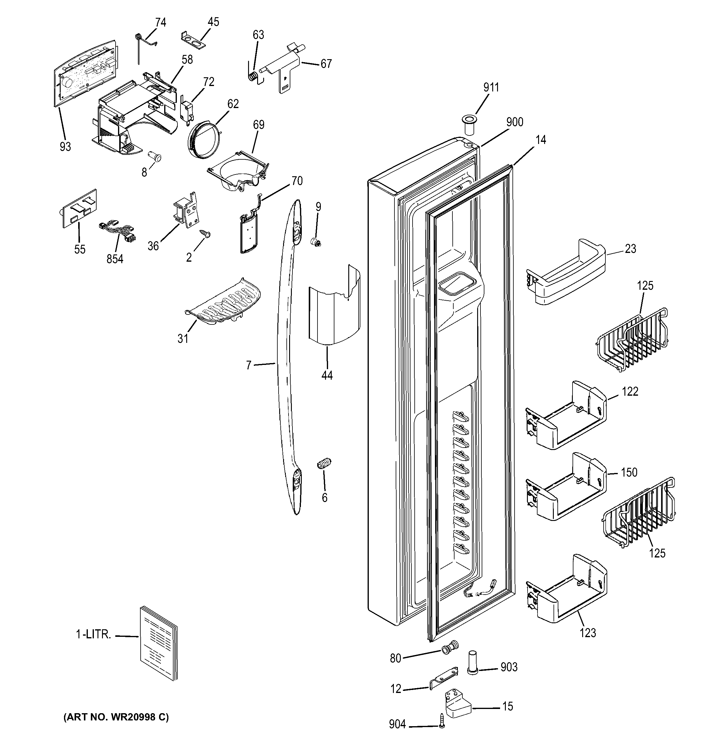 GE GSE30VHBATSS freezer door diagram