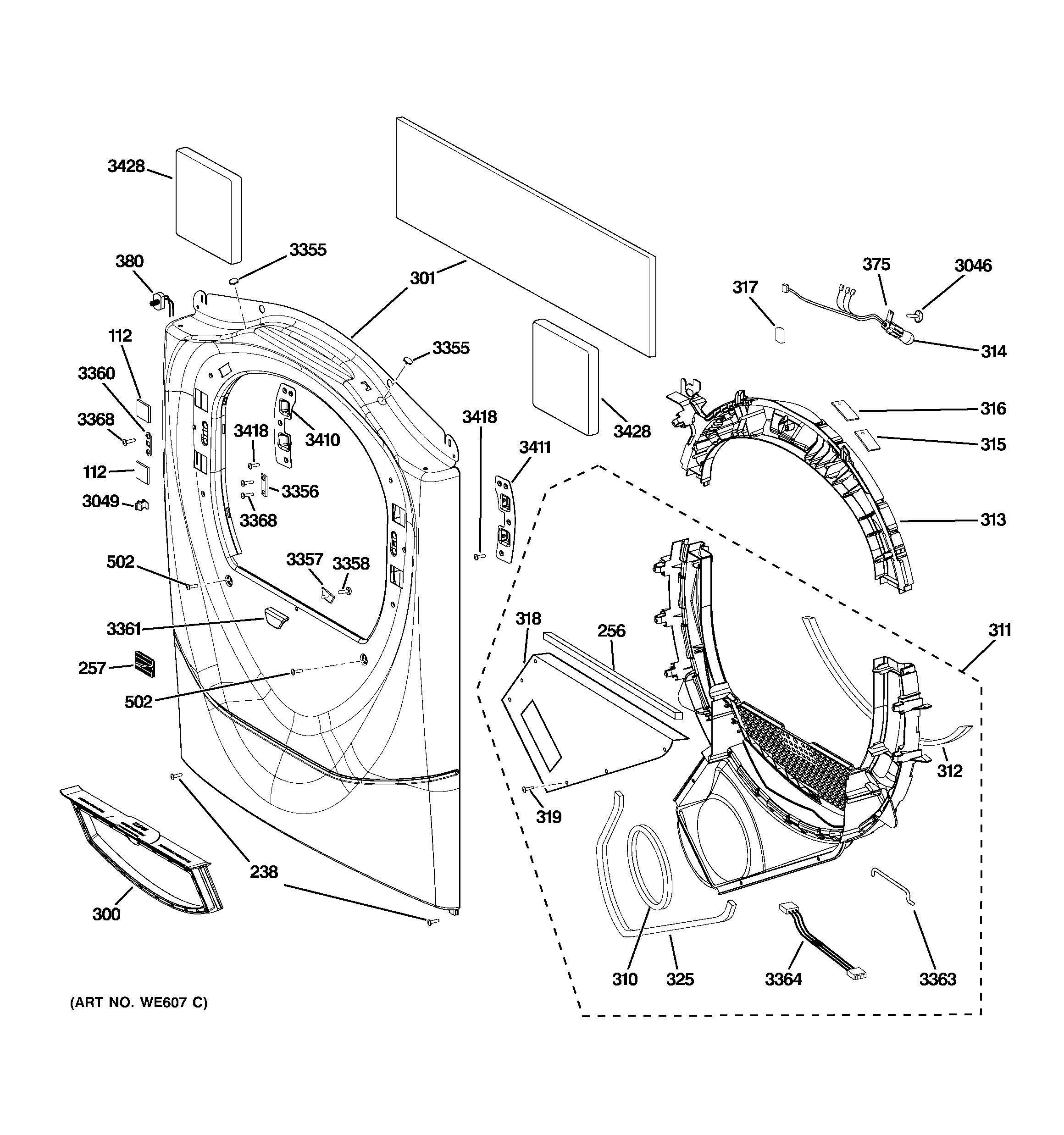 GE DPVH880GJ3MG front panel diagram
