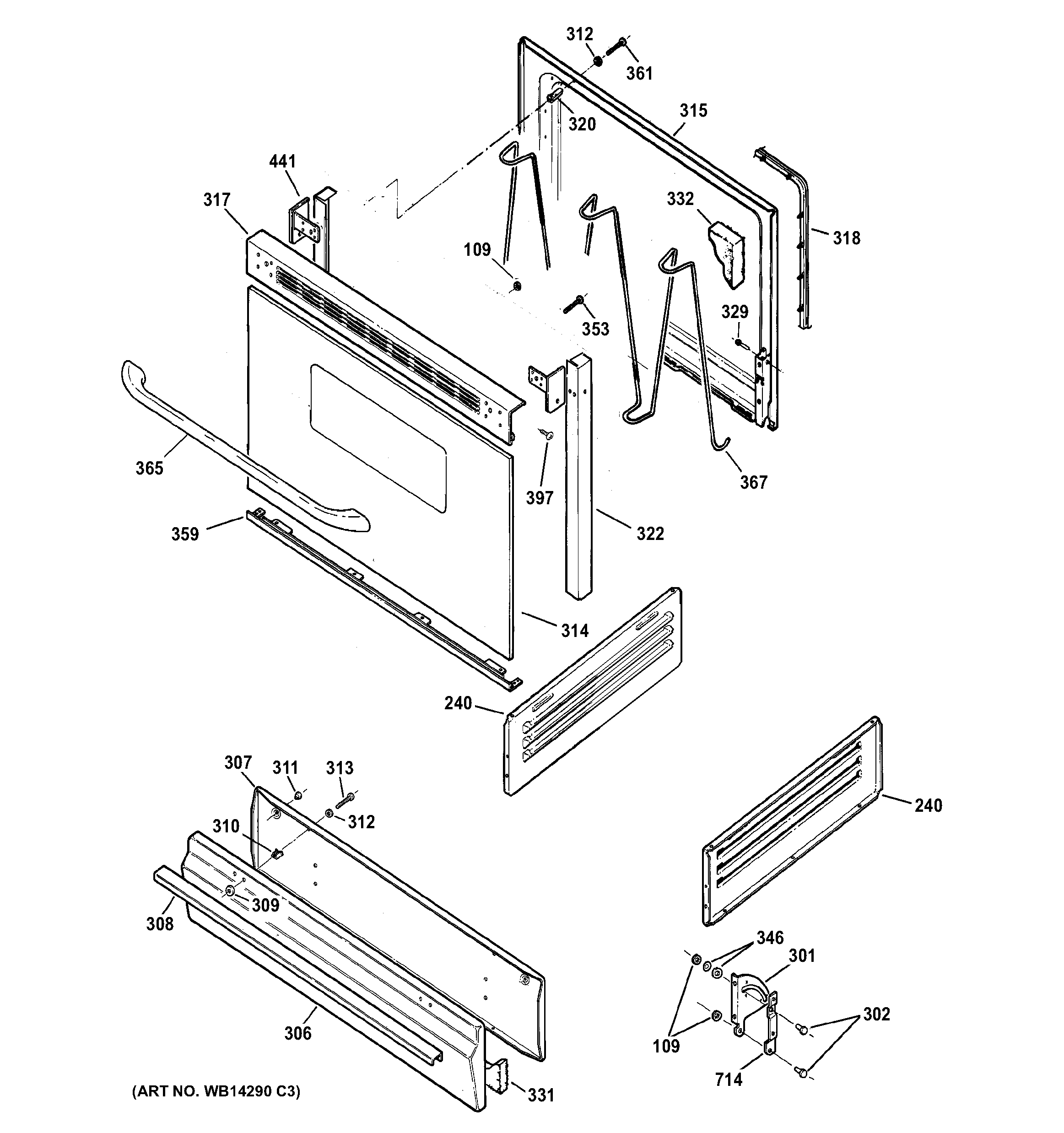 GE JGBS04BET3WH door & drawer parts diagram