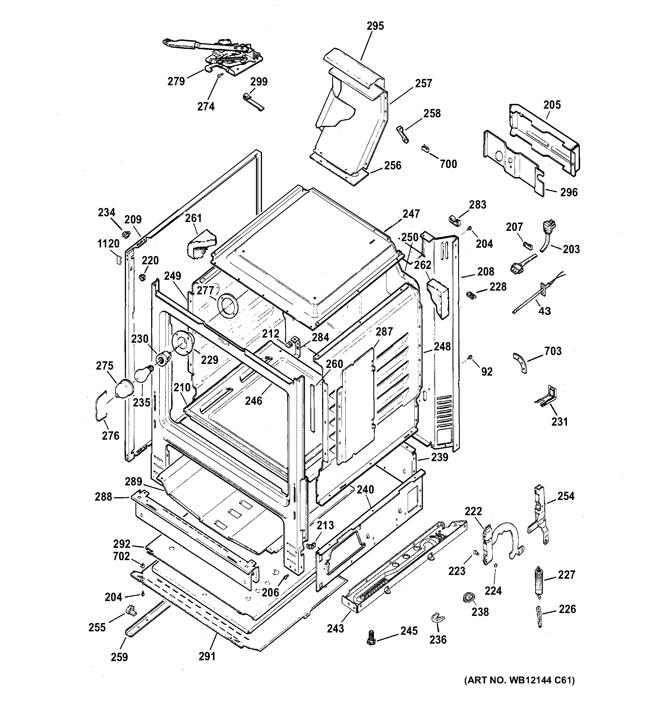 GE JGB250DET3BB body parts diagram