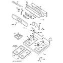 GE JGBP28DET3BB control panel & cooktop diagram