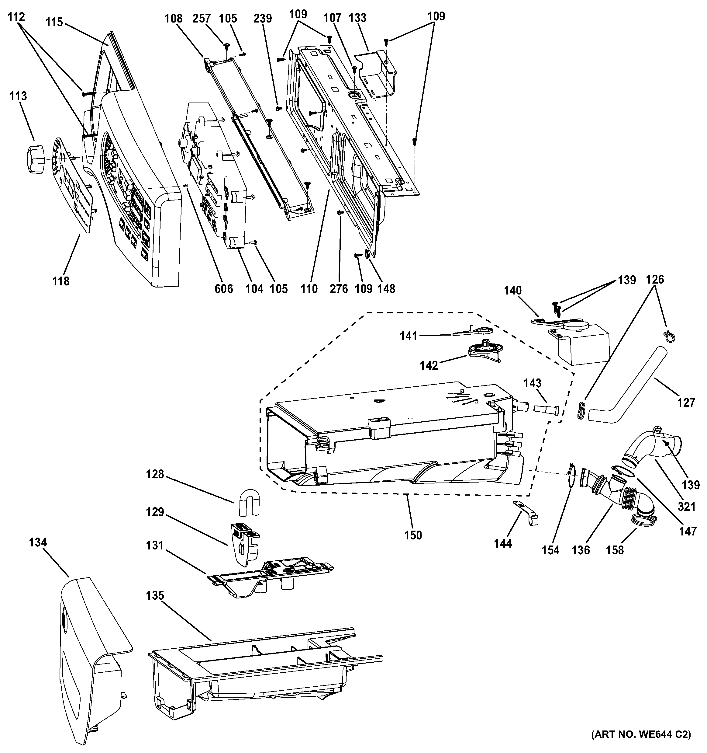GE GFWS1505D0MS controls & dispenser diagram