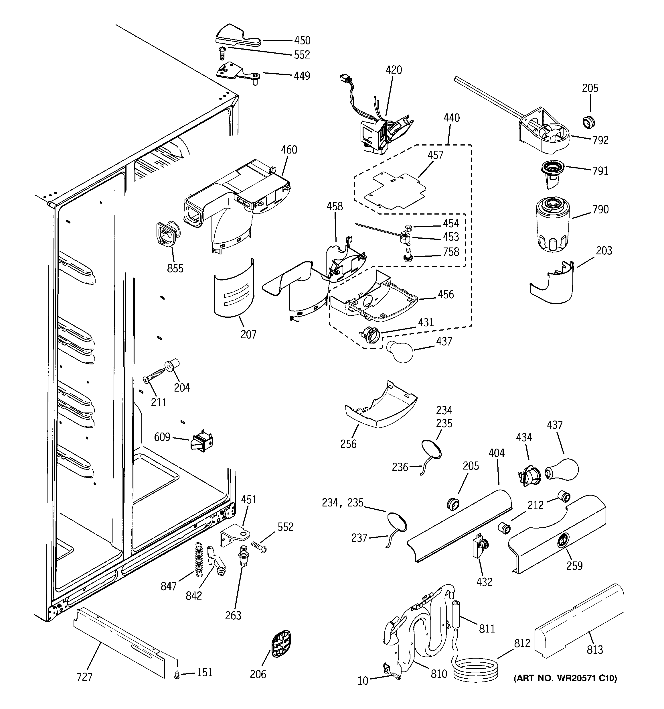 GE GSHF5KGXGCWW fresh food section diagram