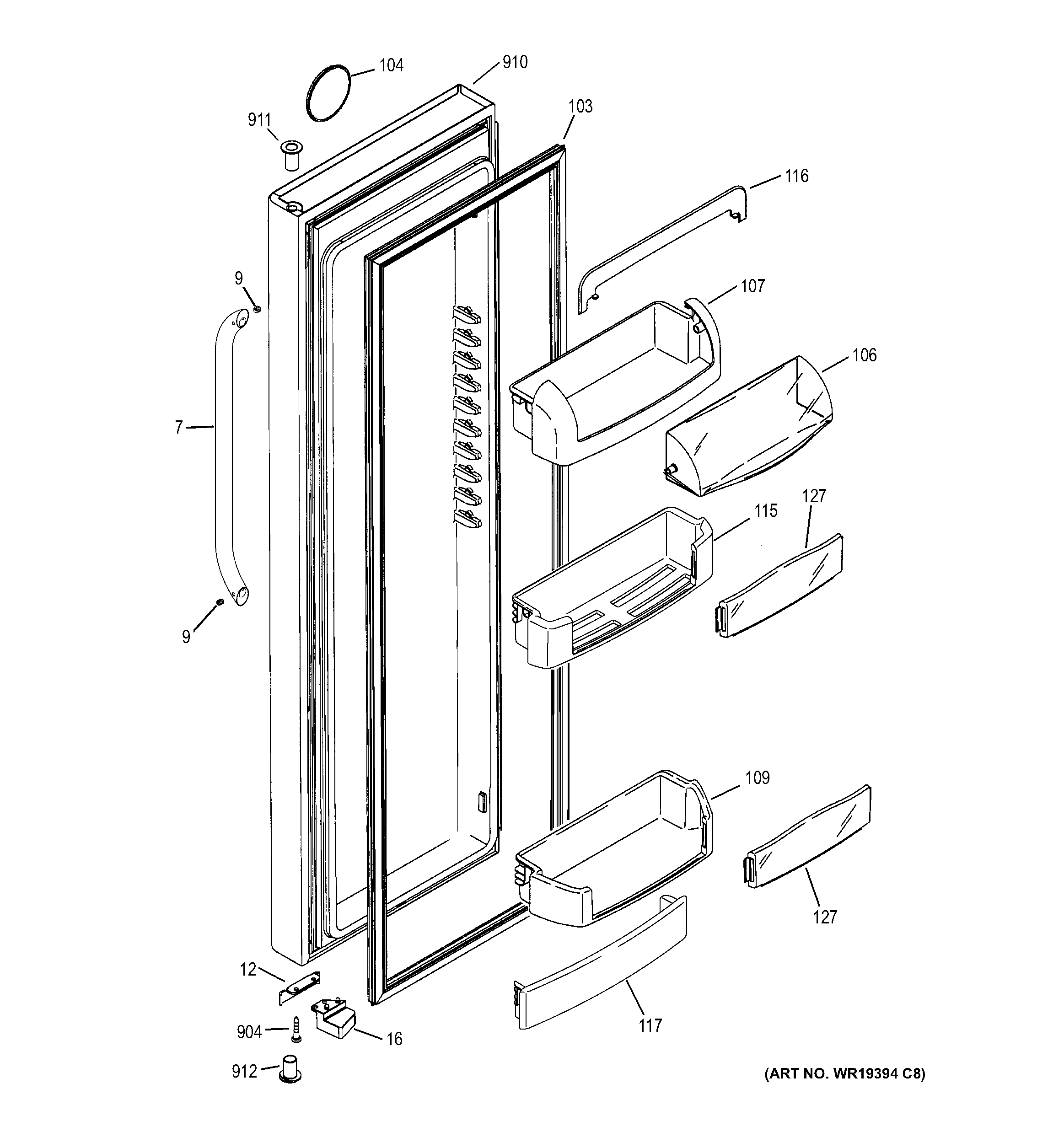 GE GCG21YESBFSS fresh food door diagram
