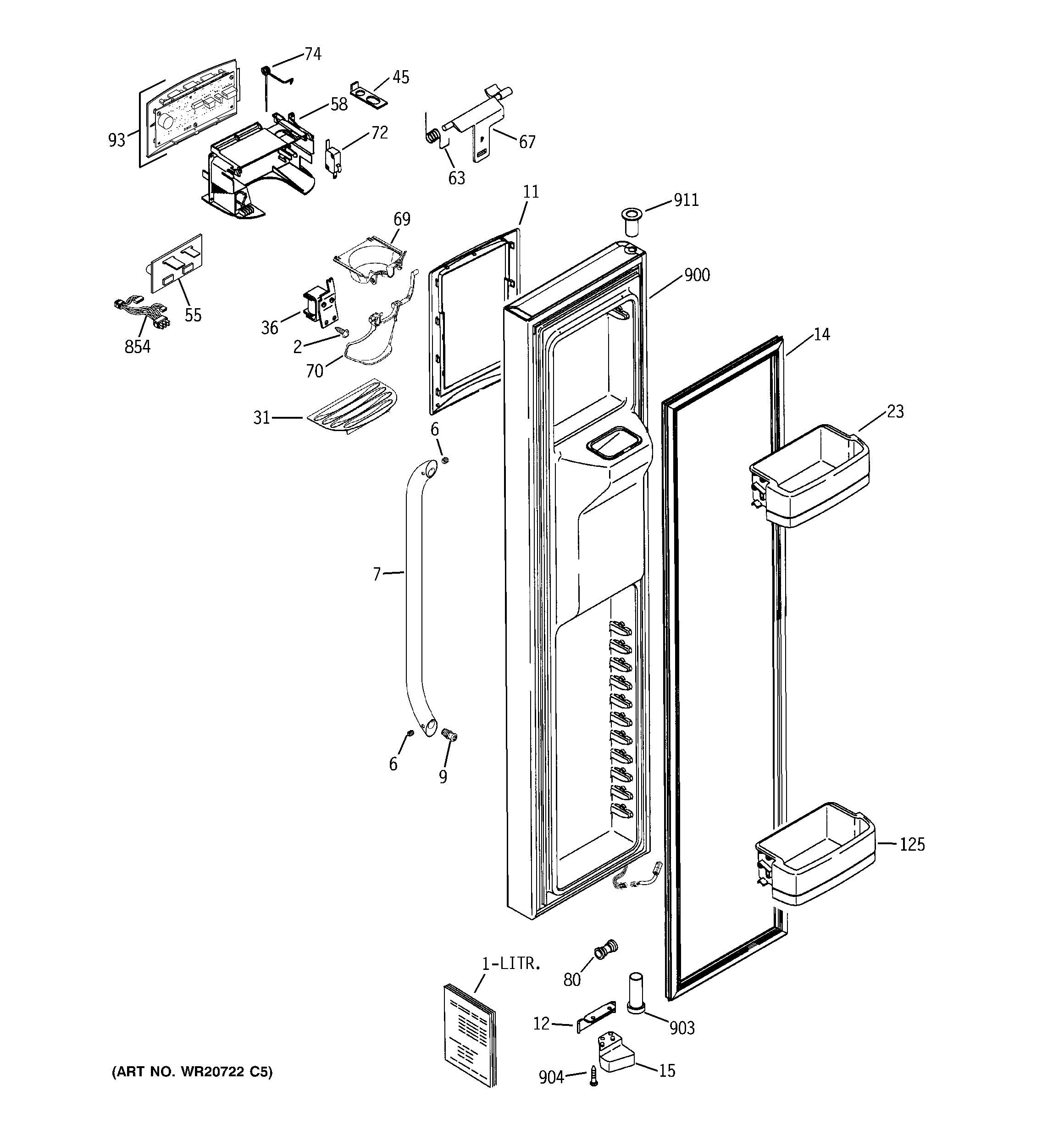 GE GCU23LGYAFSS freezer door diagram