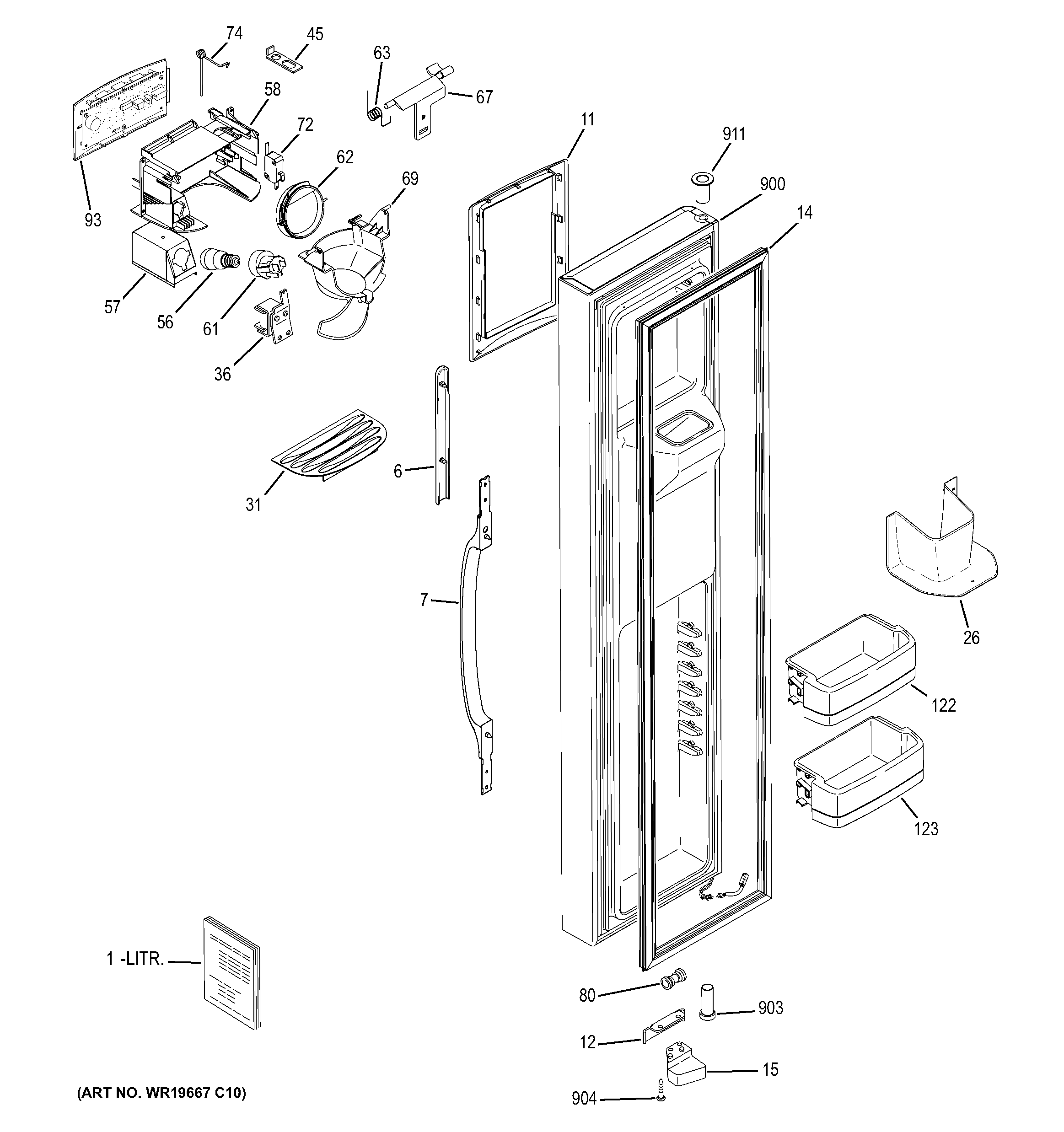 GE DSS25KGTABB freezer door diagram