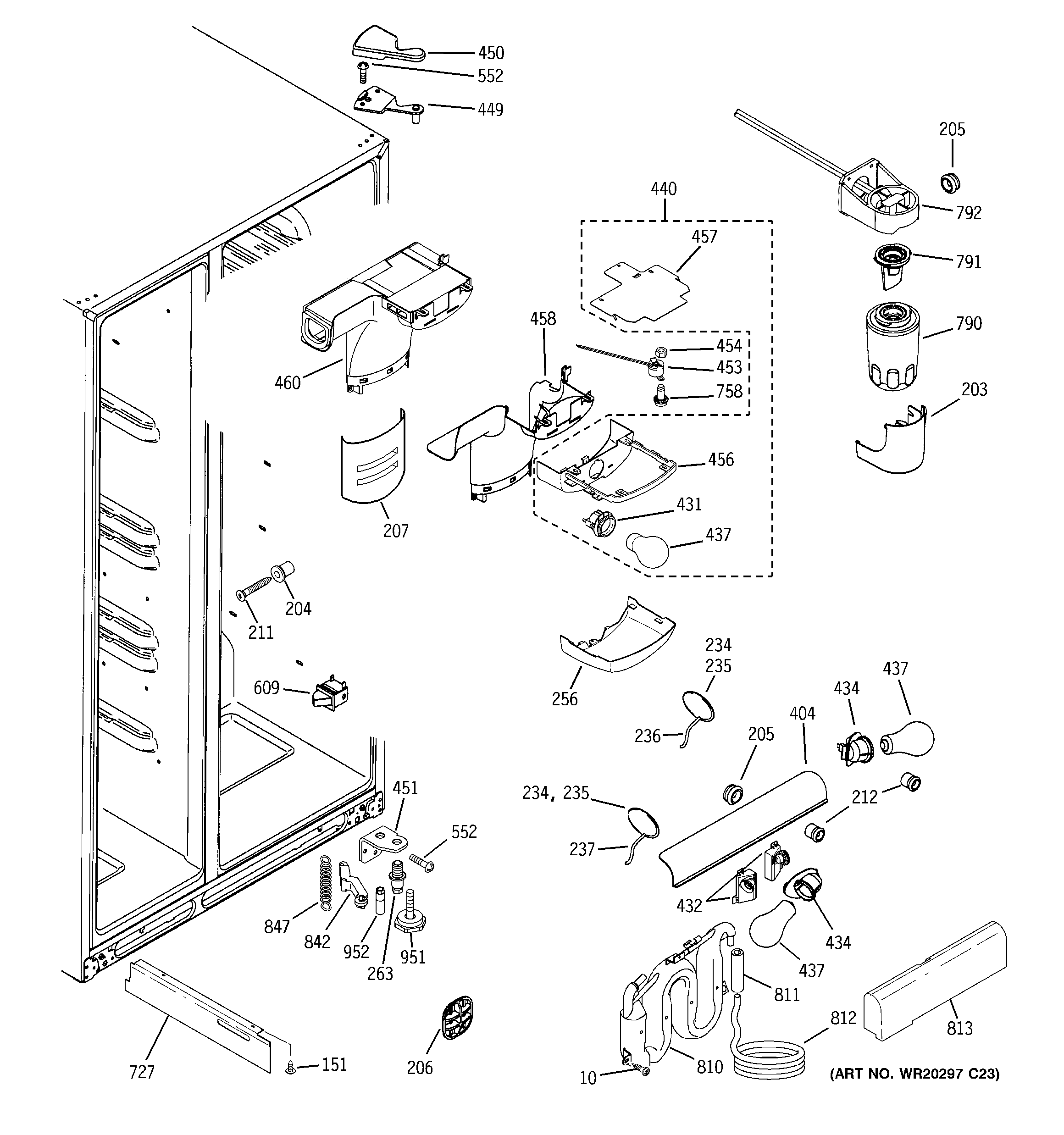 GE GSHF5KGXBCBB fresh food section diagram