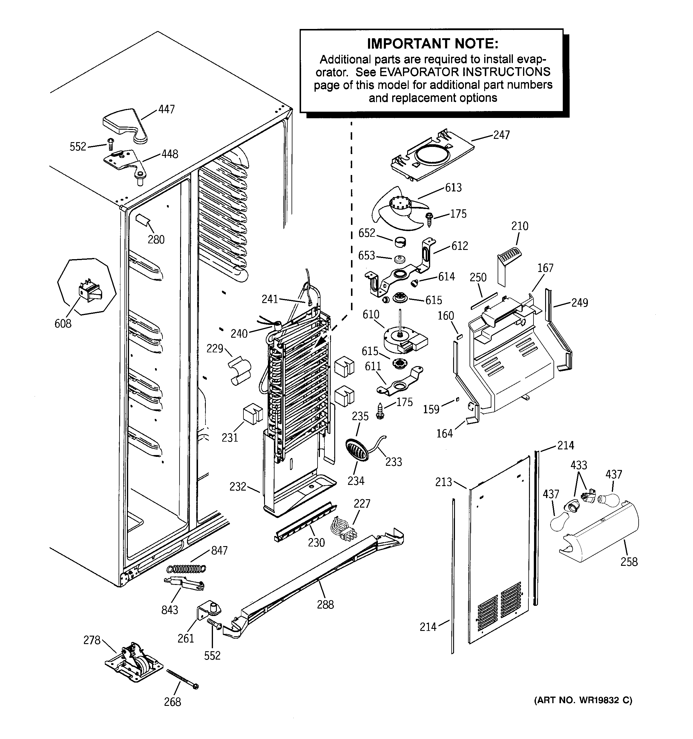 GE PSS26MGTDBB freezer section diagram