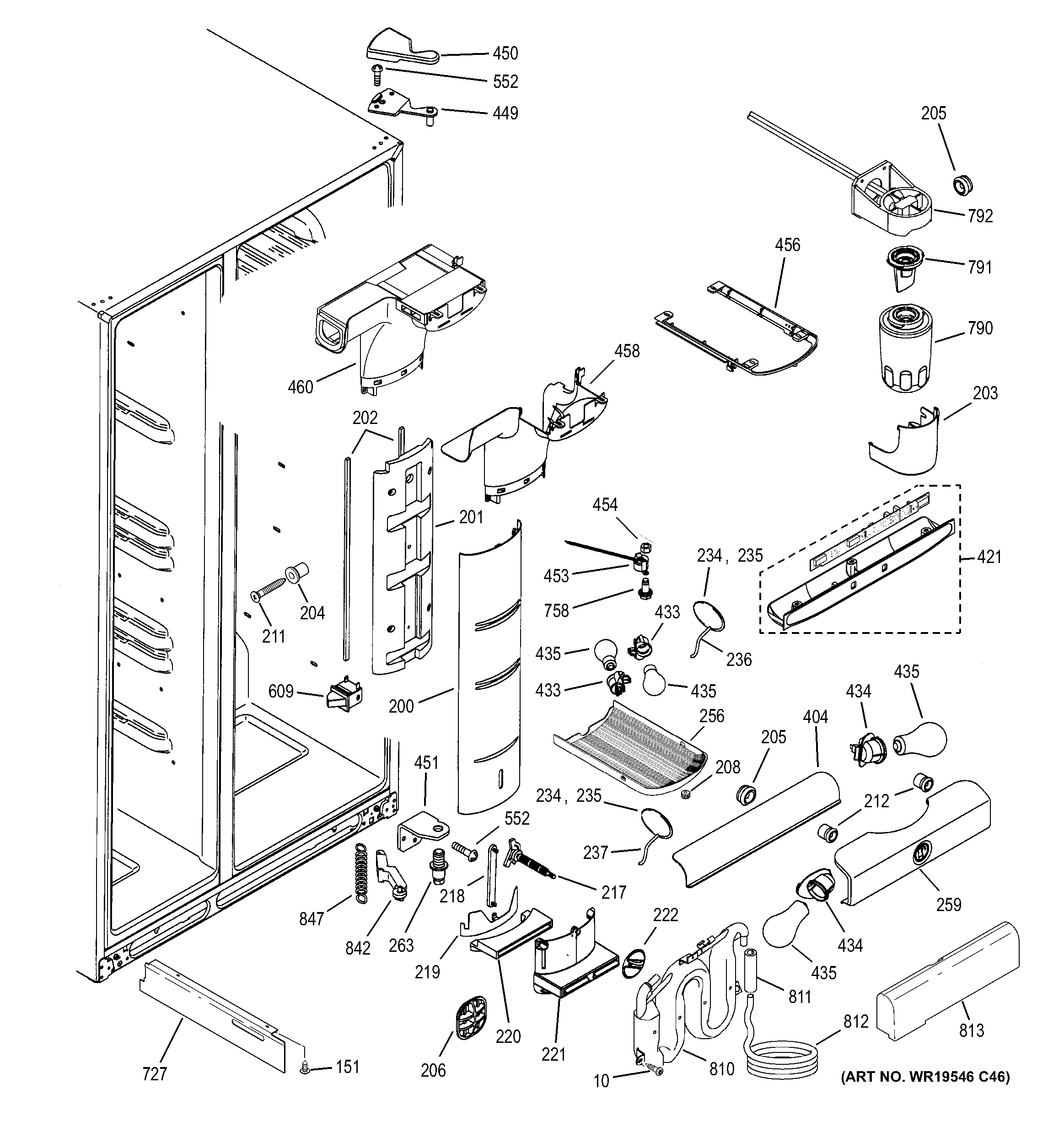 GE PSS26MGTDBB fresh food section diagram