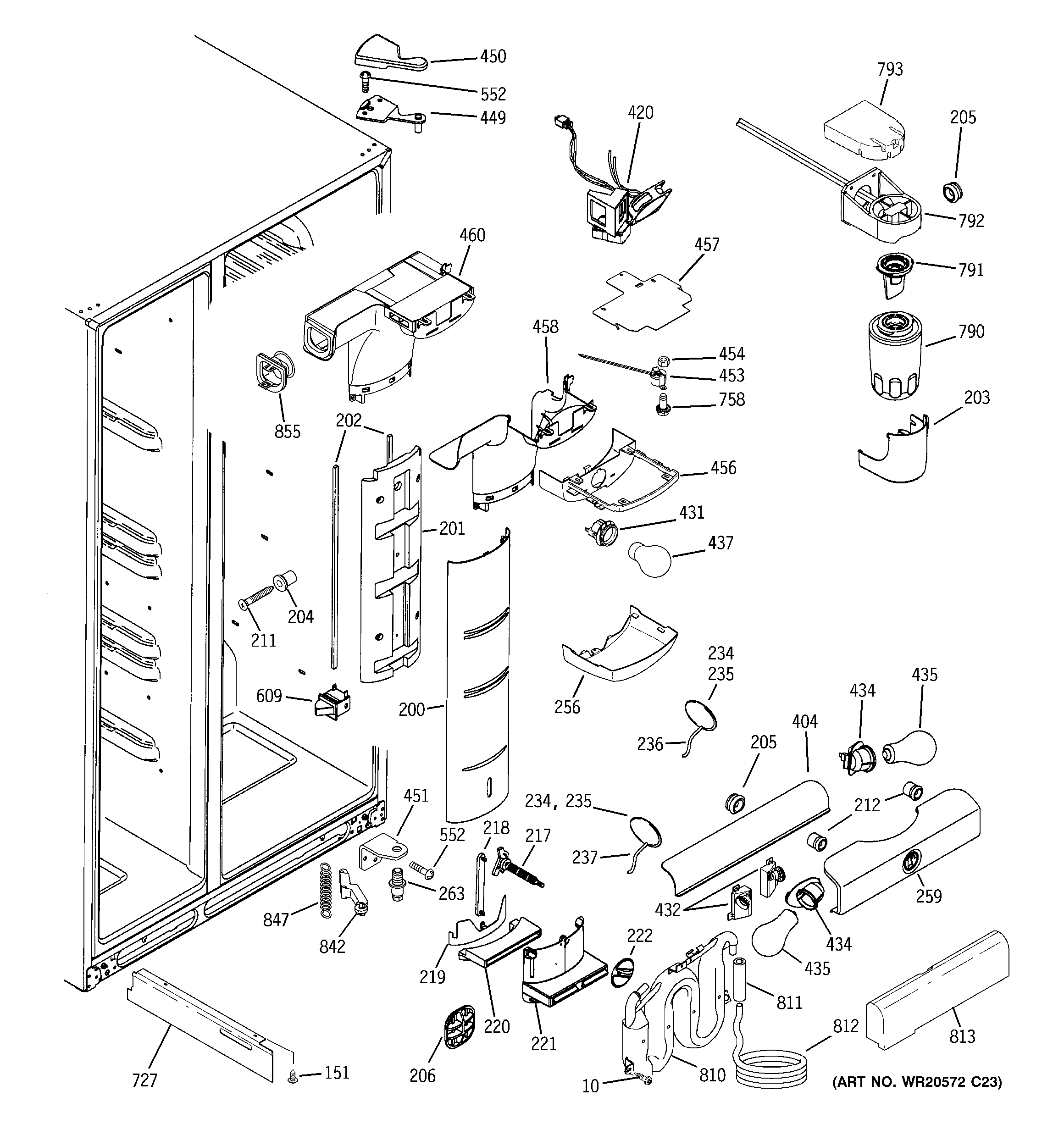 GE PCK23VHXAFWW fresh food section diagram