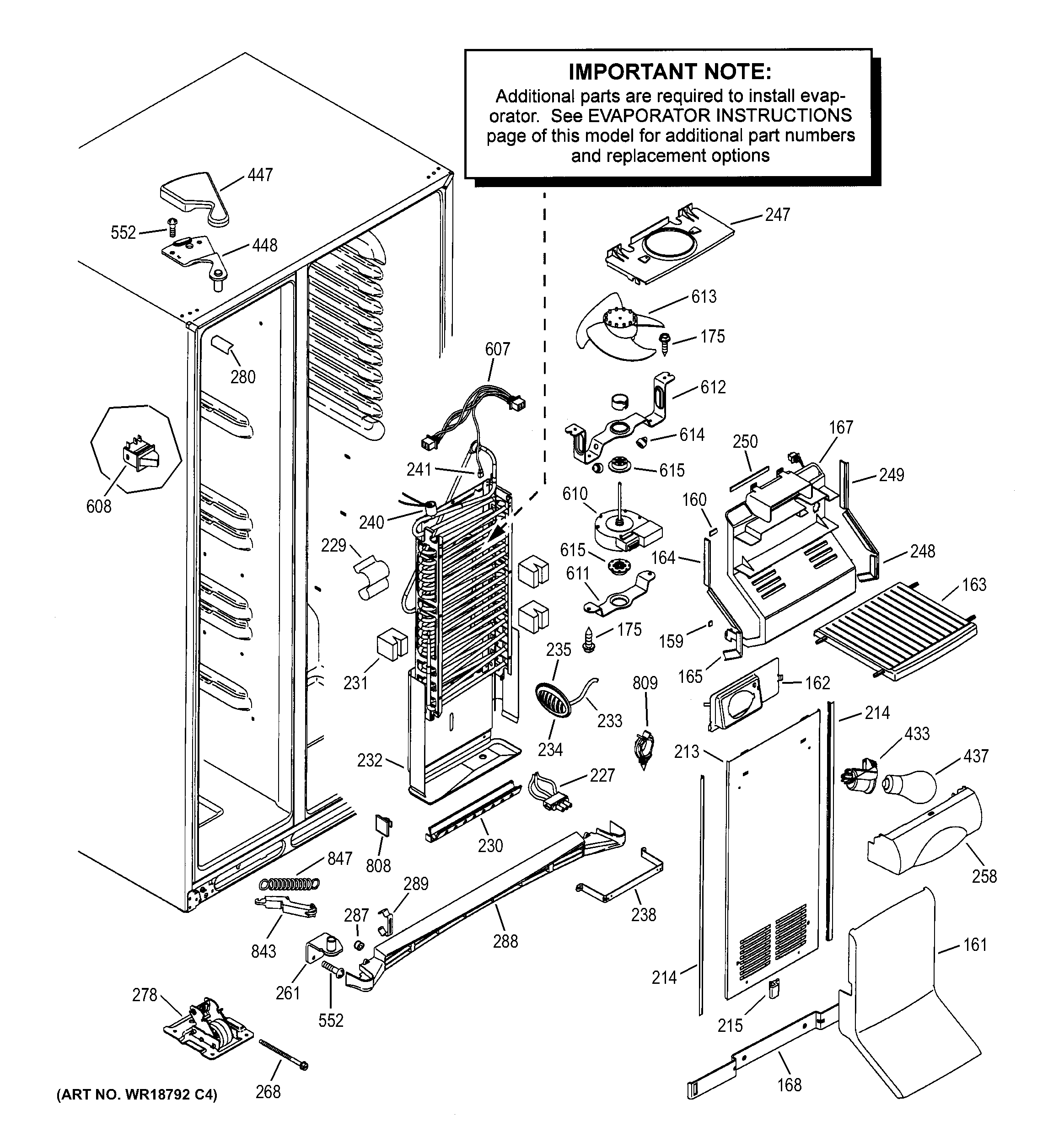GE PSC23MGMABB freezer section diagram