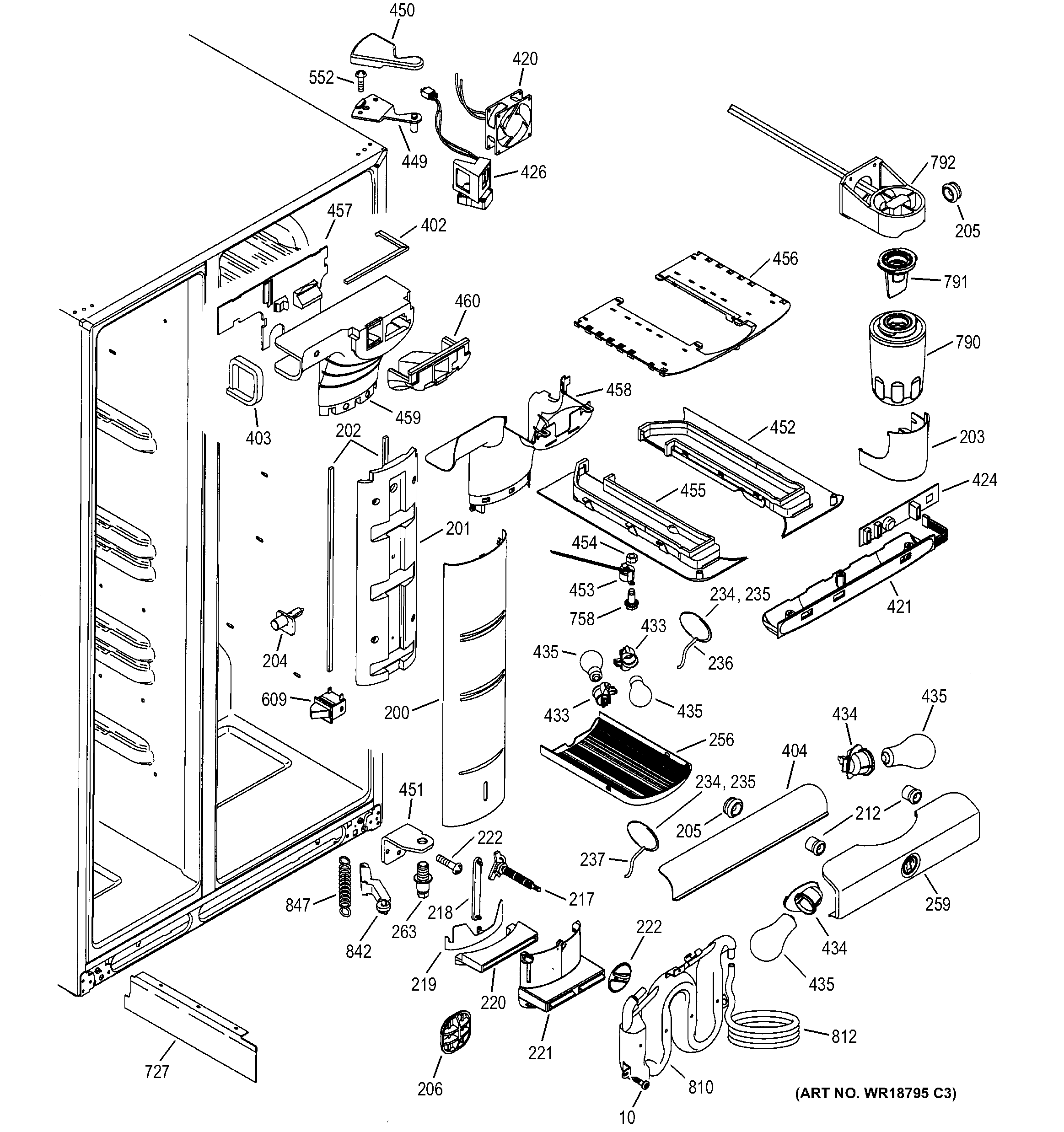 GE PSC23MGMABB fresh food section diagram