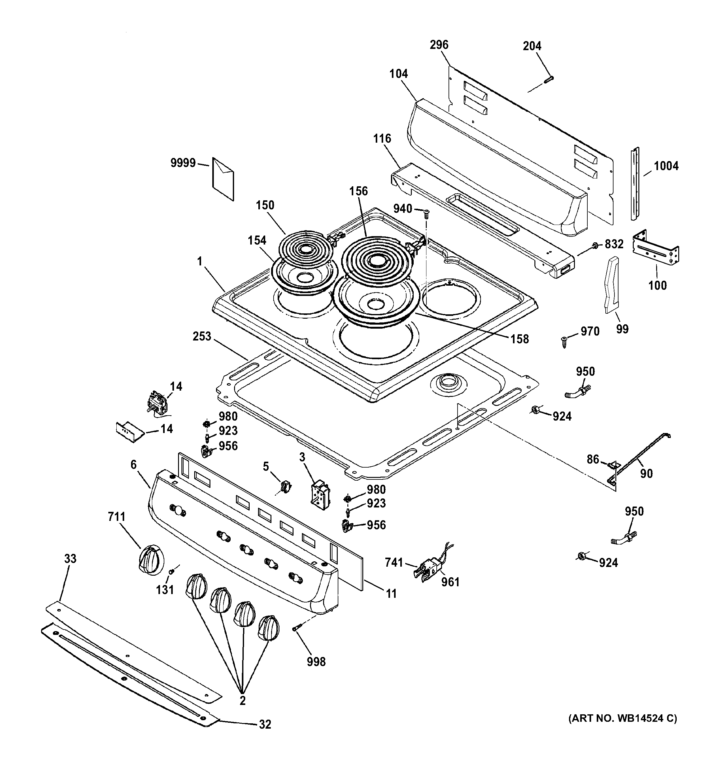GE JAS02SN1SS control panel & cooktop diagram
